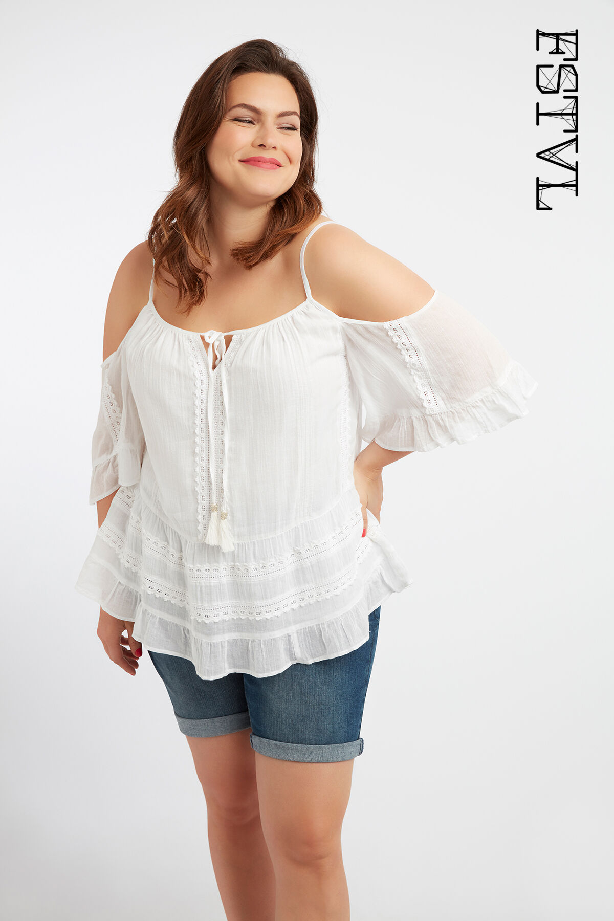Blouse met open 2025 schouders