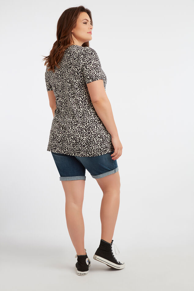 T-shirt met V-inkeping en kruisbandjes image number 3