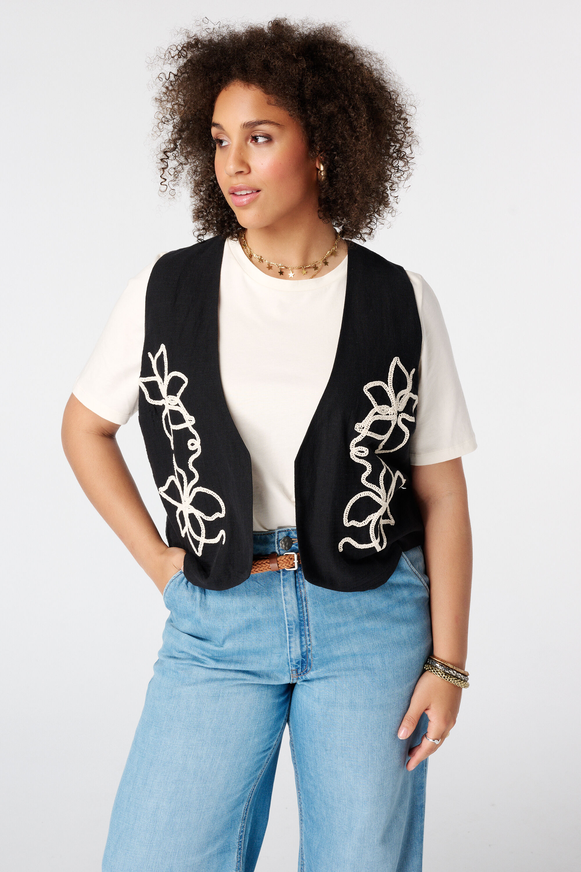 Kort gilet met embroidery