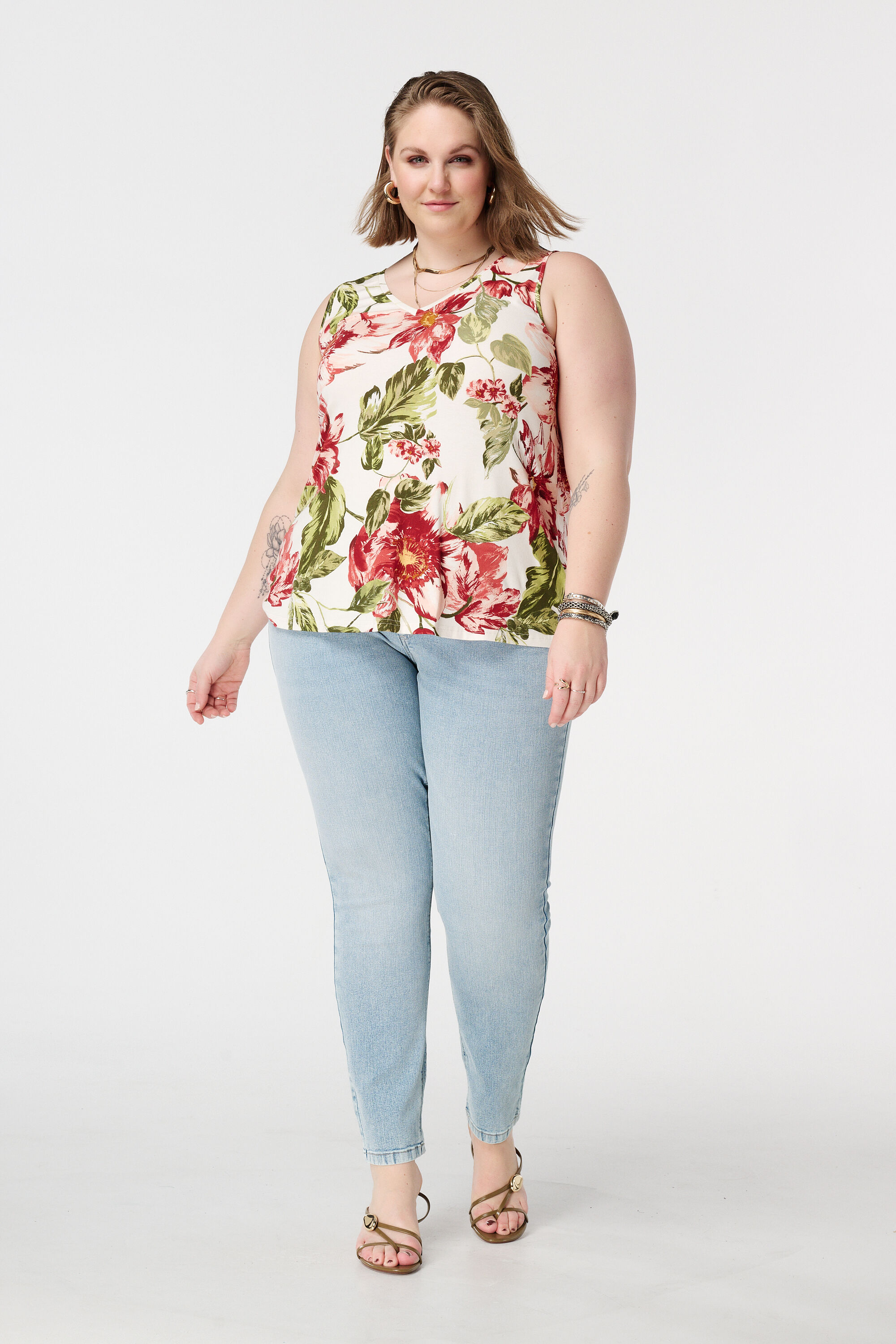 Singlet met v-hals en print image number 5