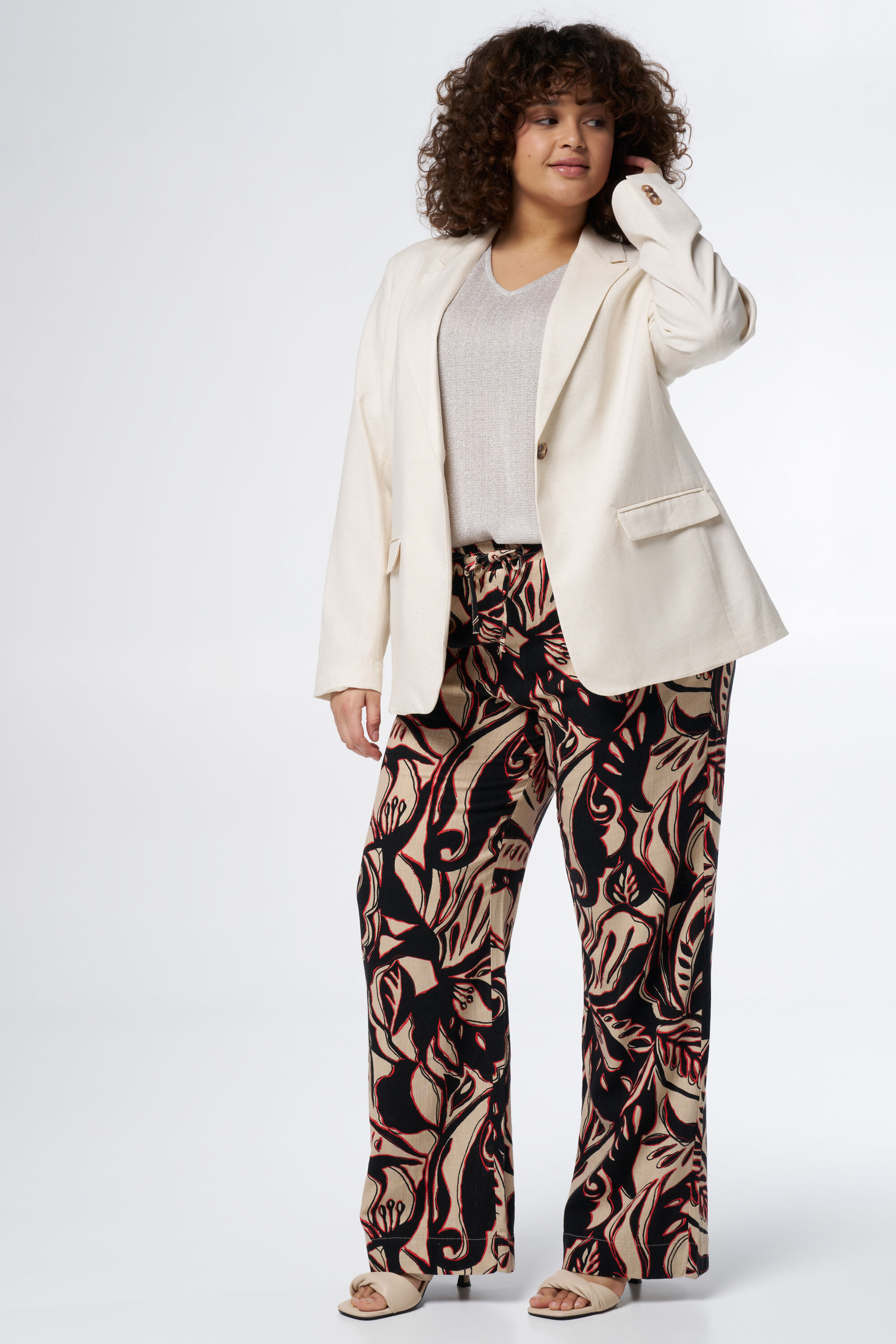 Rechtvallende blazer met linnen image number 6