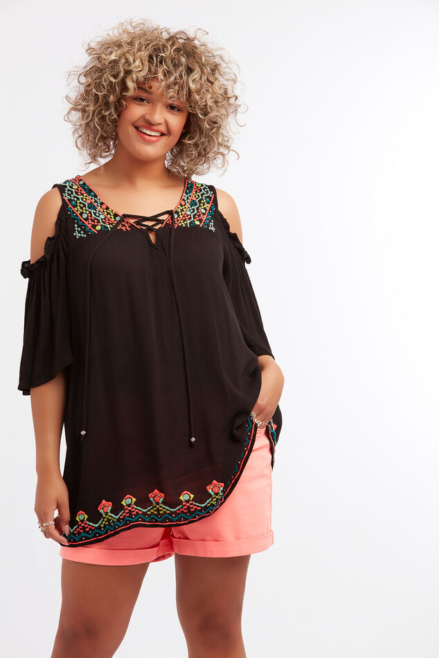 Twill shortje in neon roze image number 3