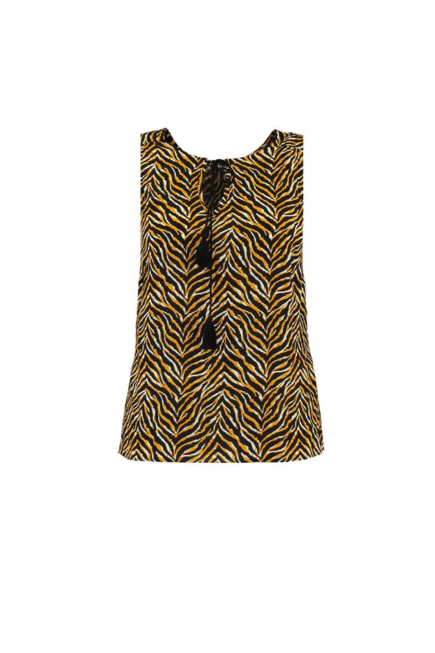 Mouwloze blouse met animalprint image number 1