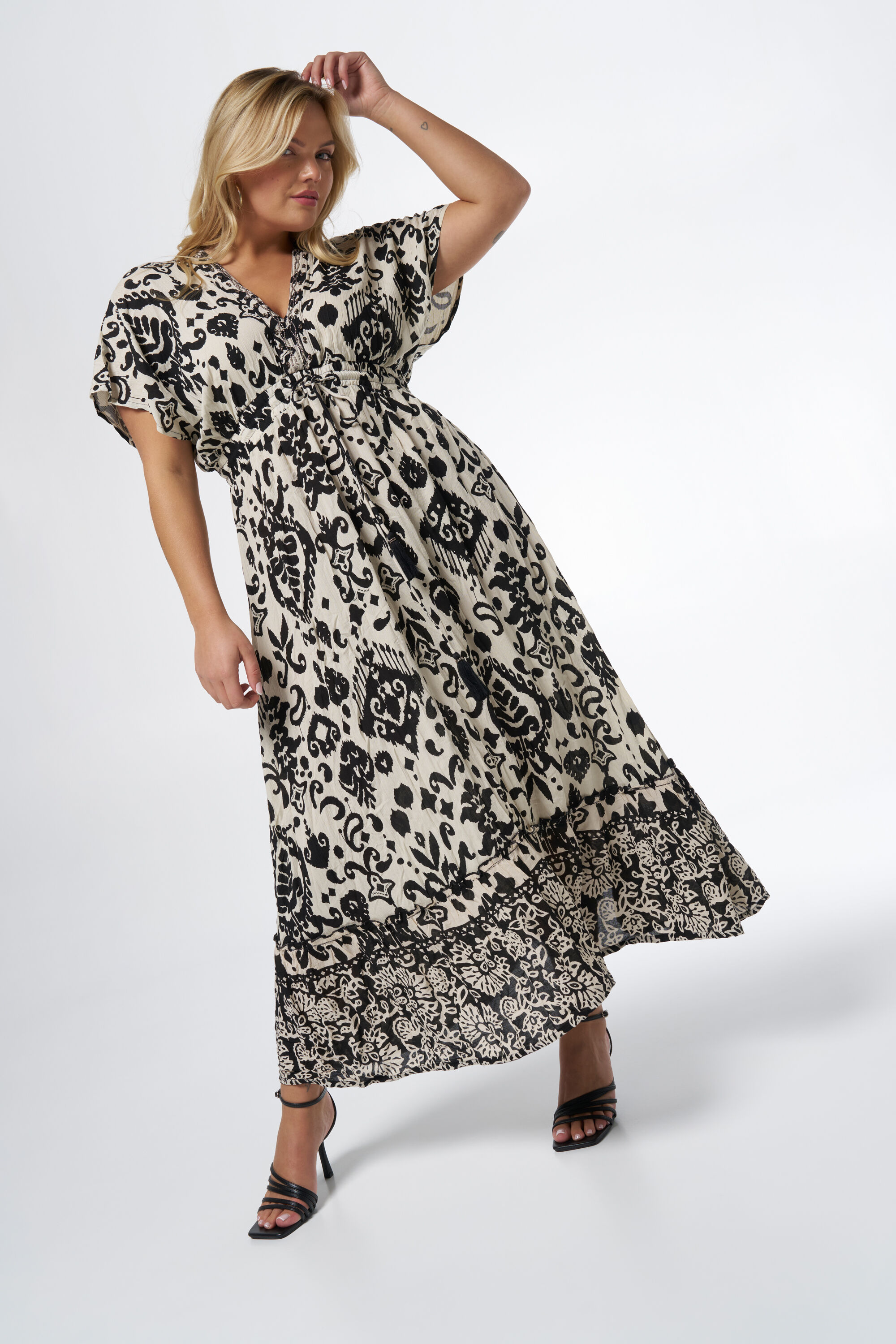 Maxi jurk met V hals
