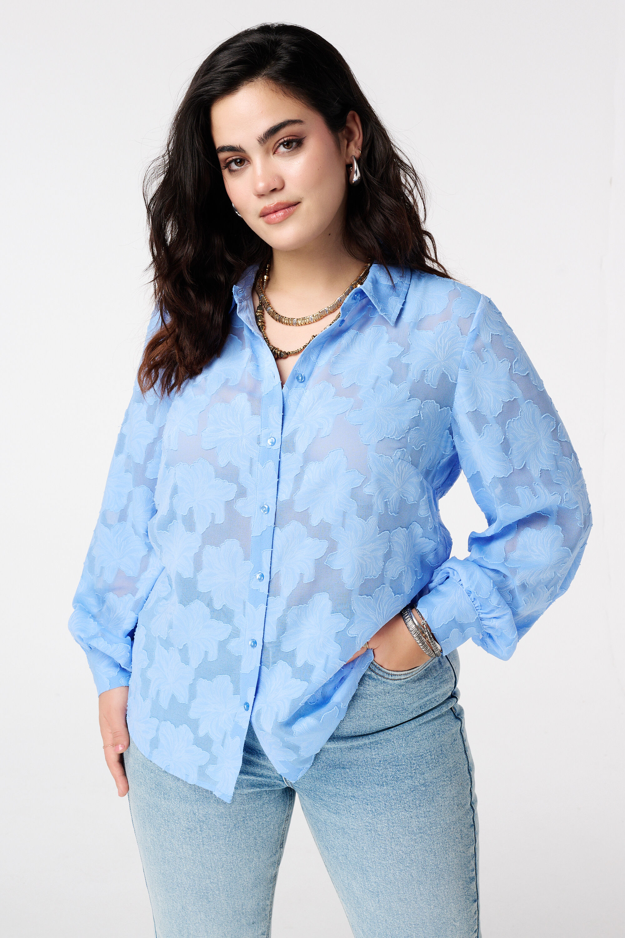 Sheer blouse met bloemen structuur