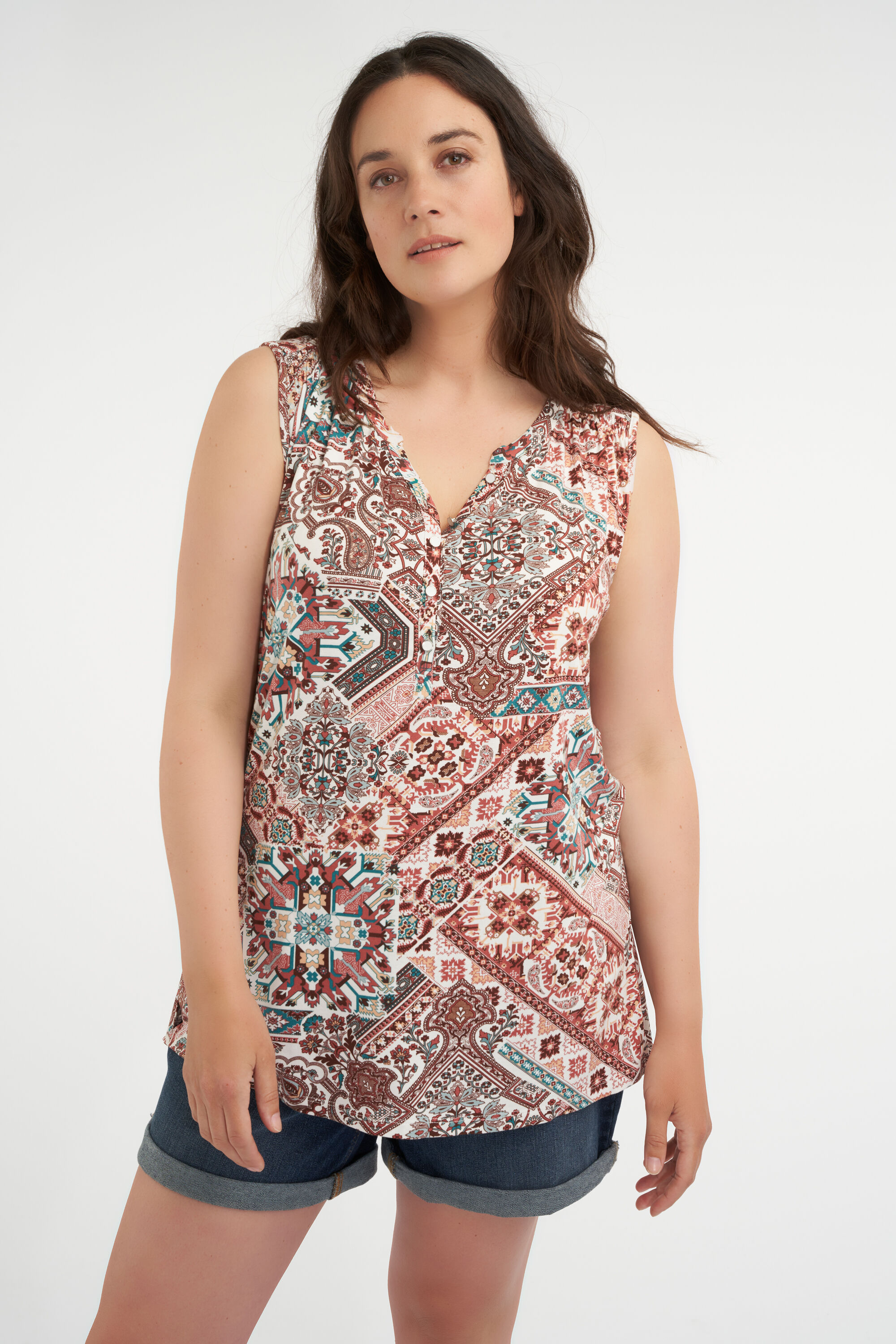 Mouwloze top met print