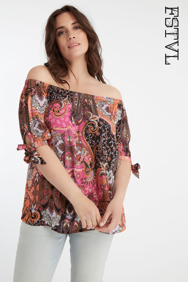 Kleurrijke off-shoulder blouse image number 0
