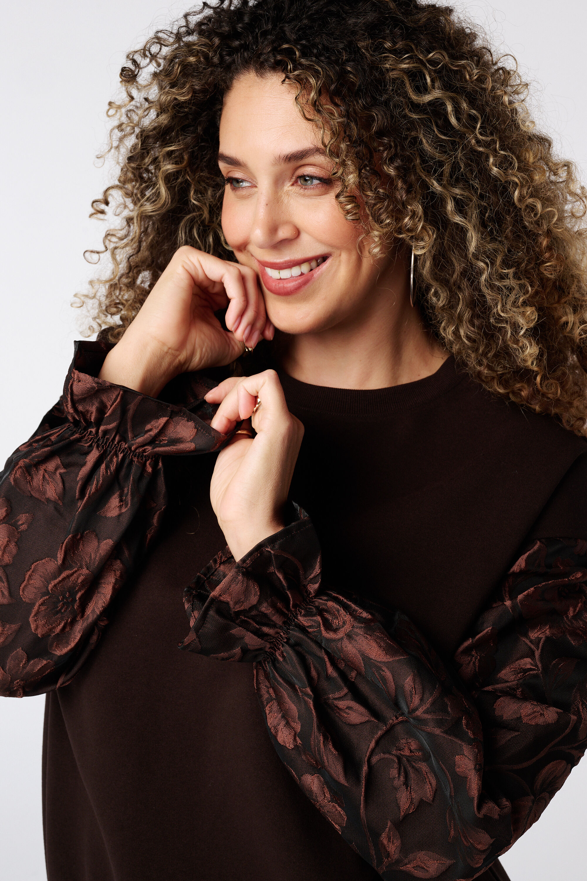 Sweater met jacquard mouwen image number 4