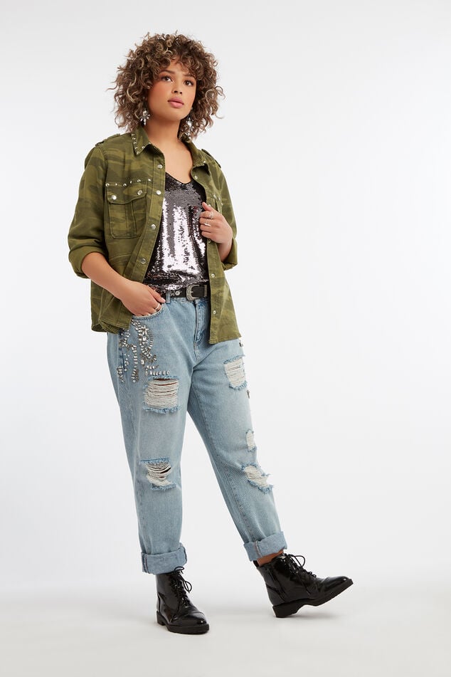 Boyfriend jeans met strass image number 0