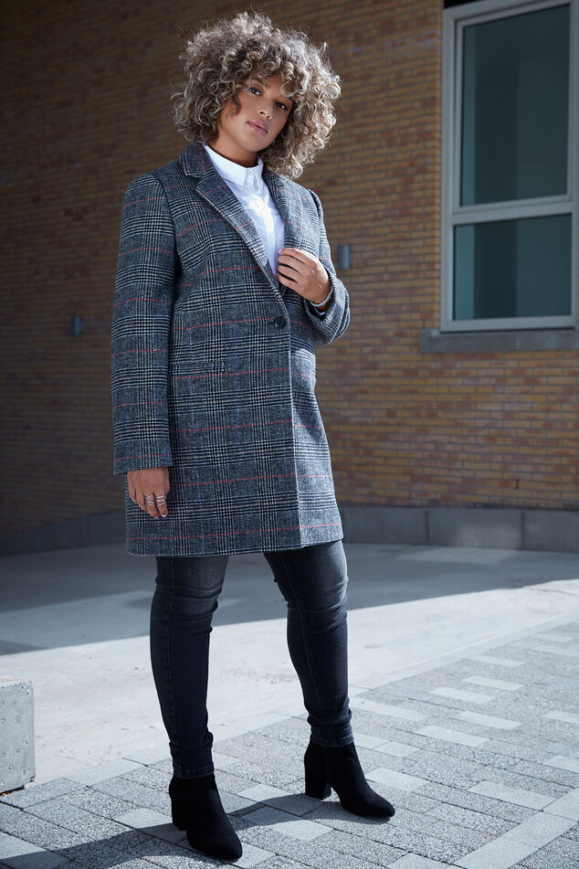 Wollen geruite jas  image number 0