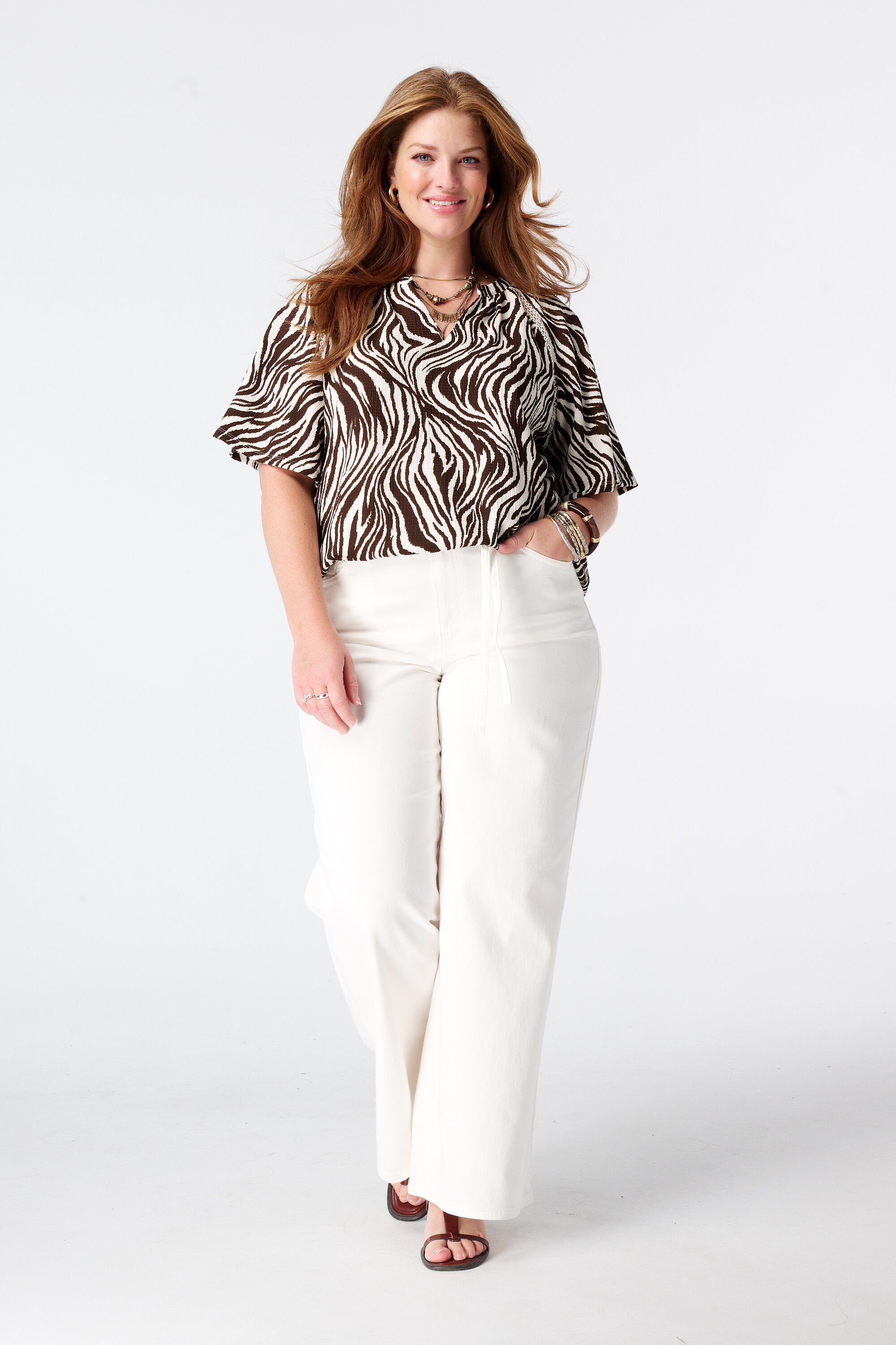 Top met print en v-hals image number 5
