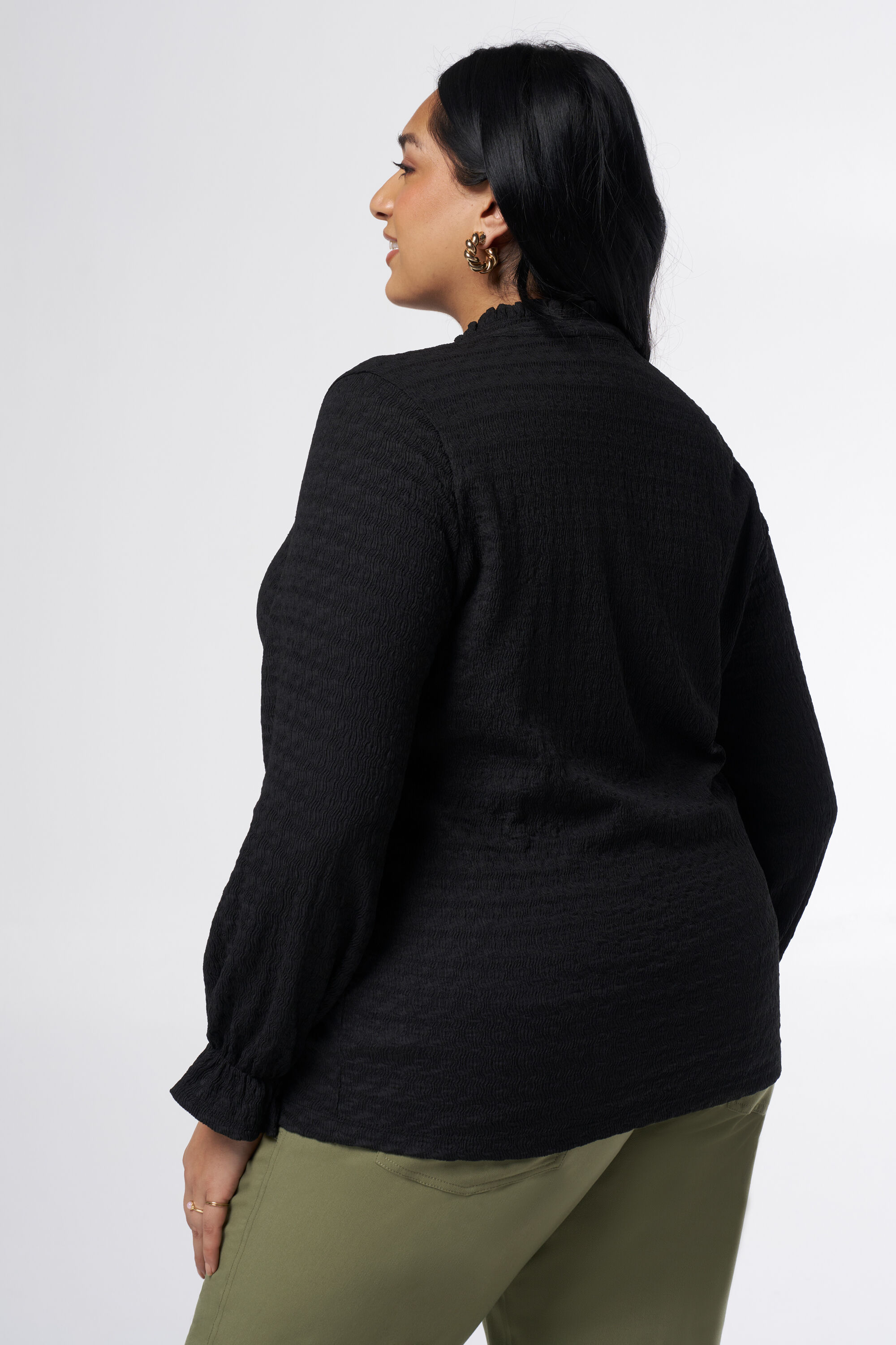 Dames Top met ruffle details Zwart | MS Mode