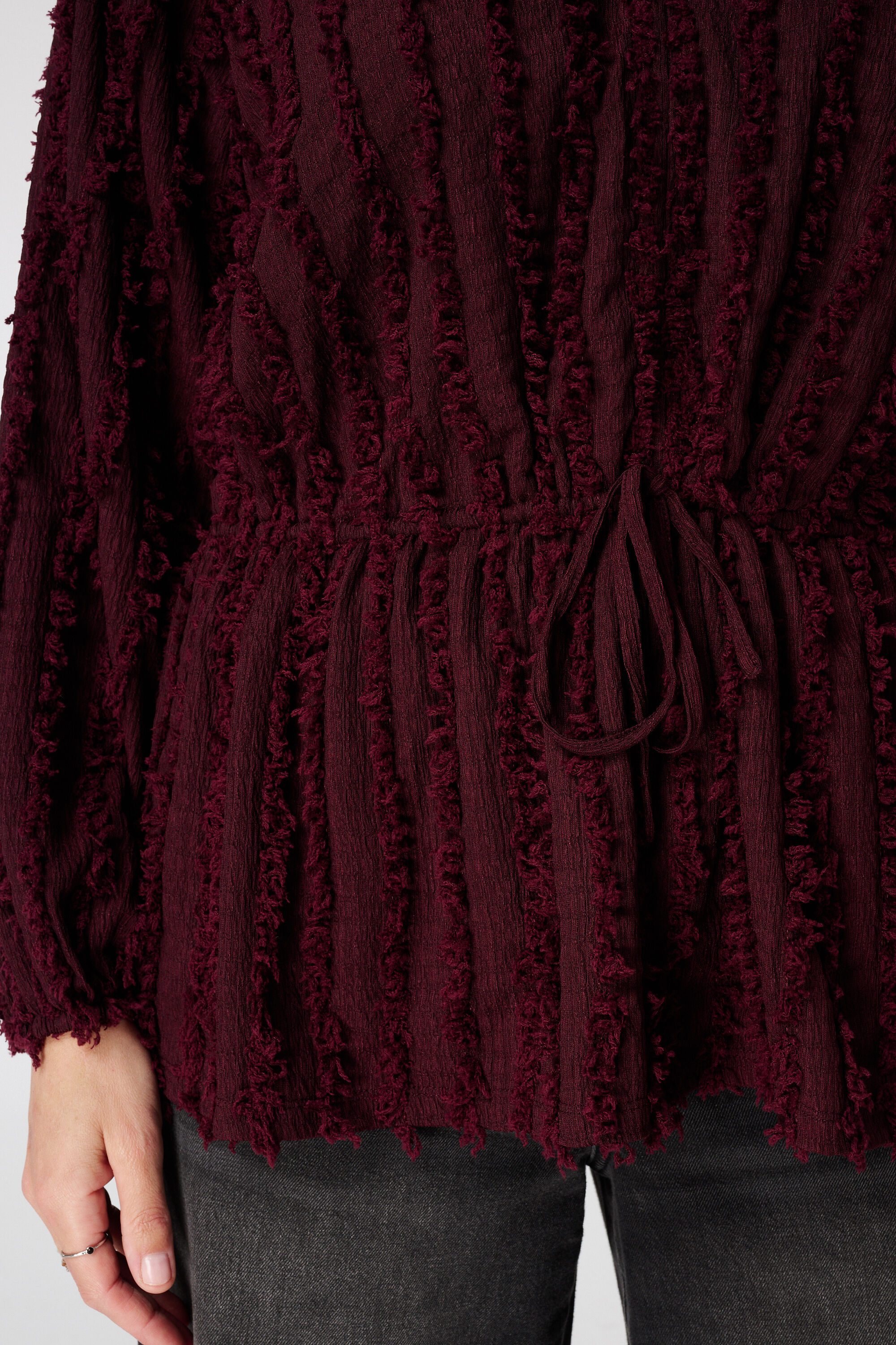 Harige jersey top met drawstring image number 6