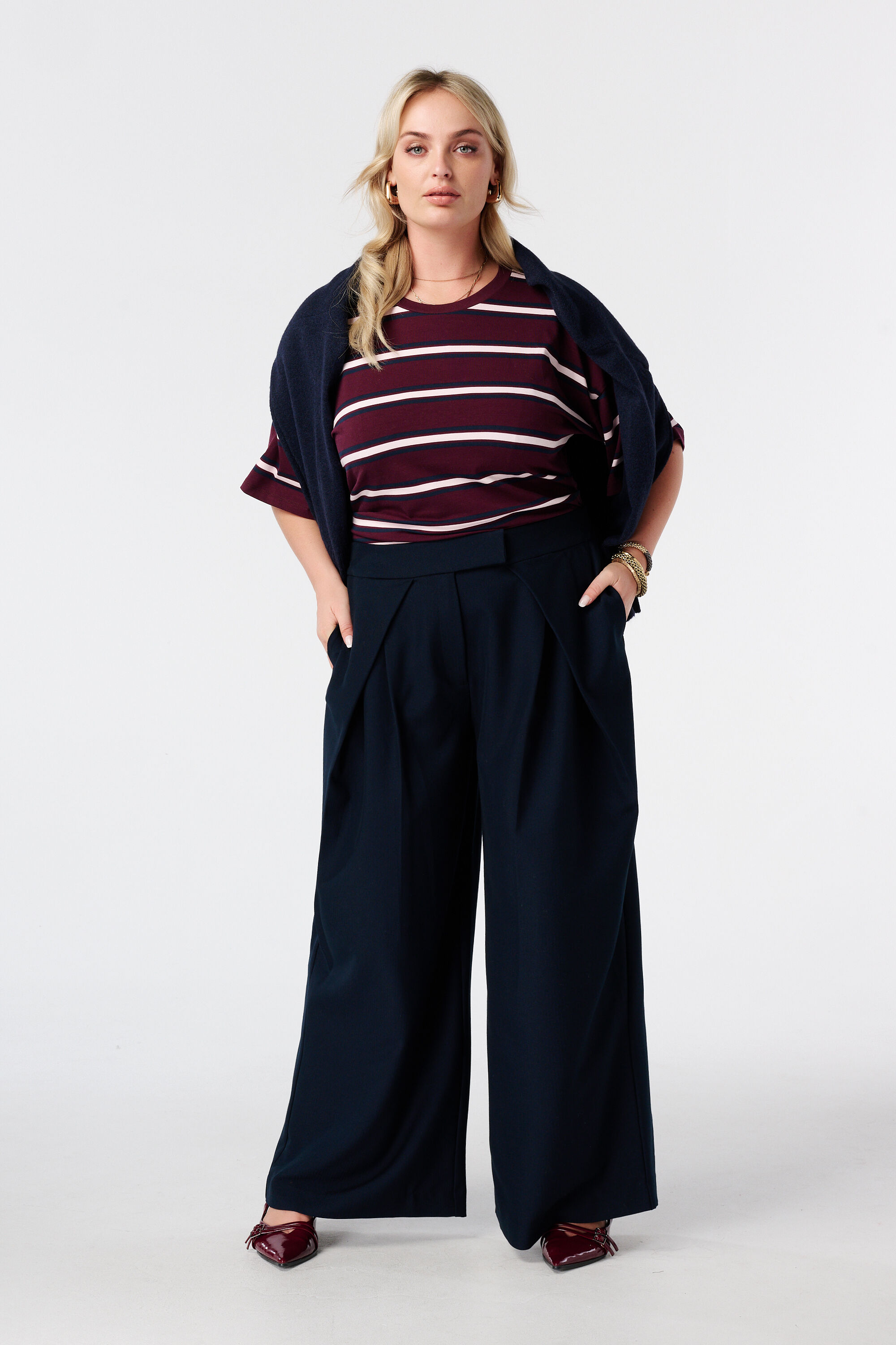 Wide leg pantalon met plooien