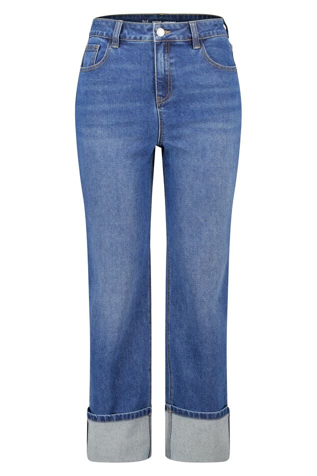 Wide leg jeans met omslag image number 1