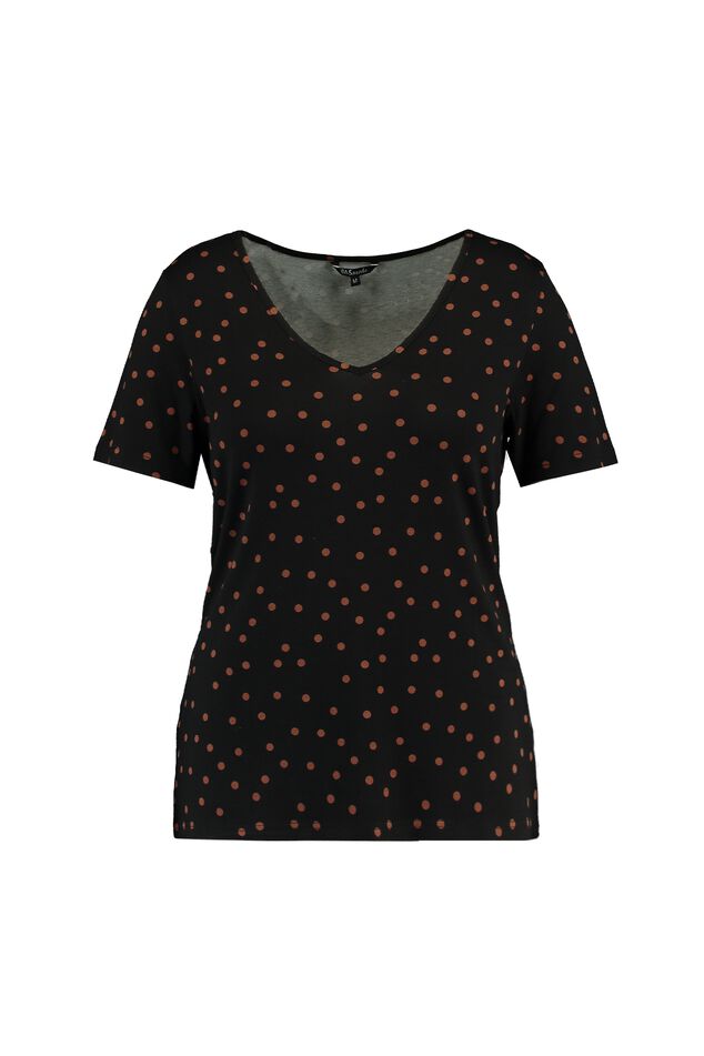 T-shirt met V-hals en print image number 1