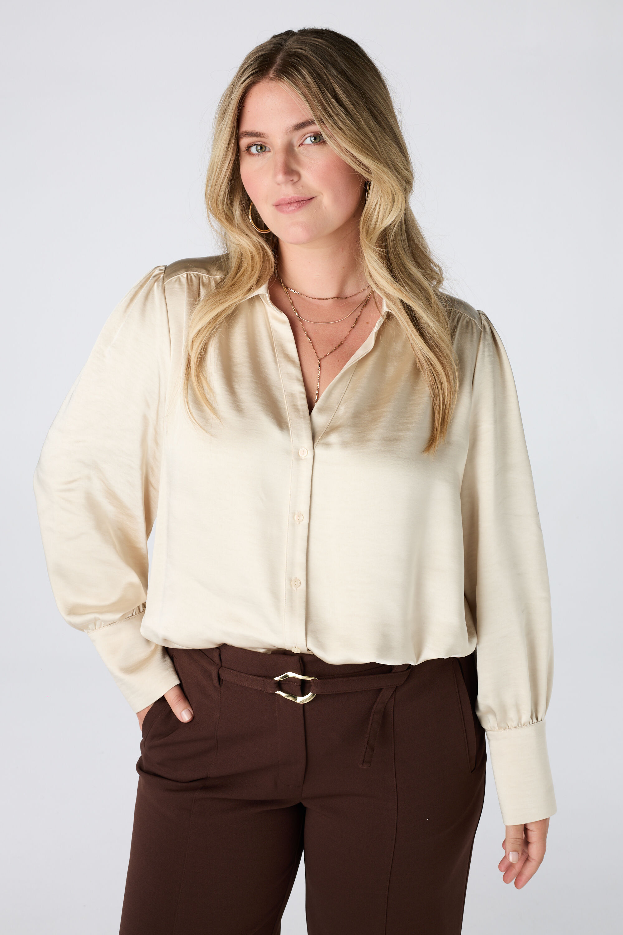 Blouse met satijnlook
