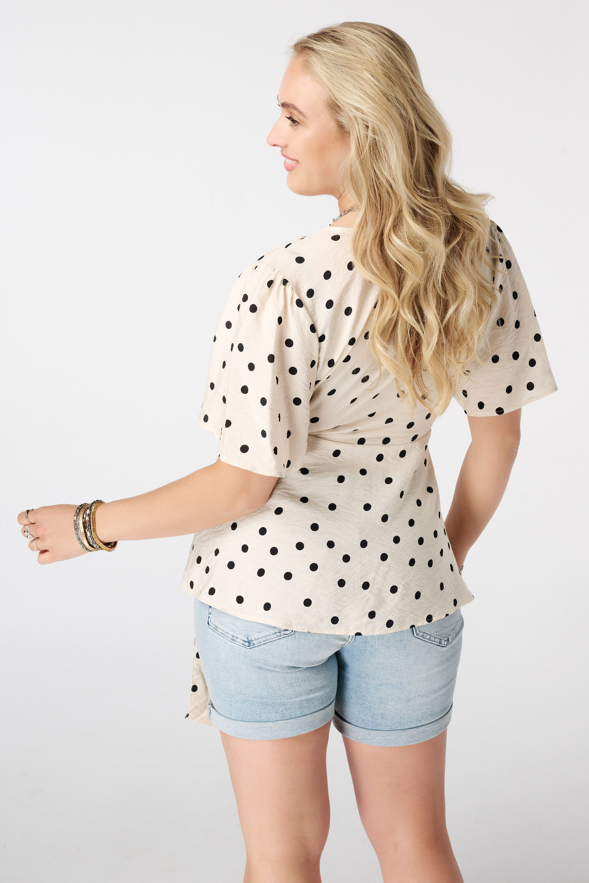 Overslag blouse met polka dot image number 3
