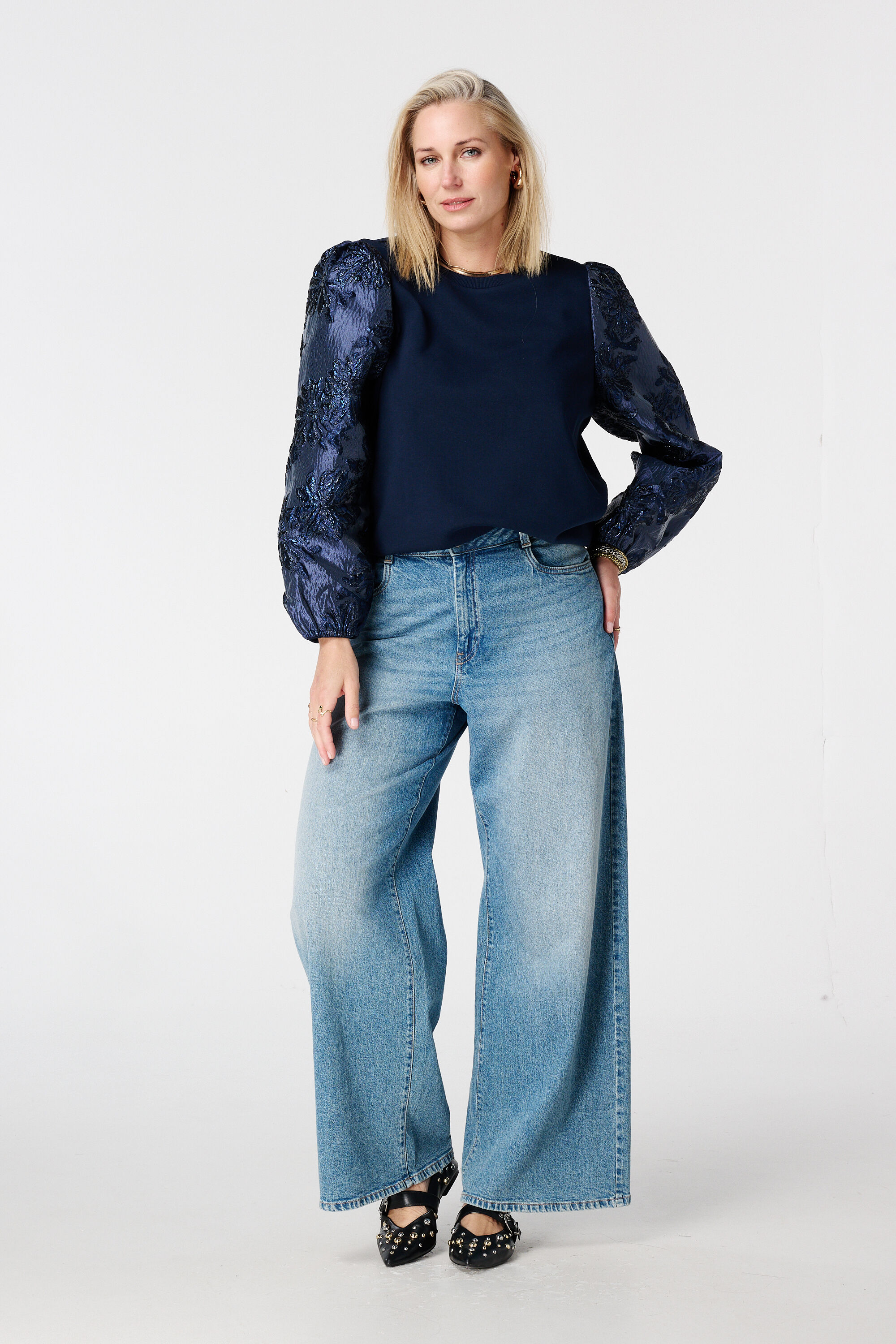 Sweater met jacquard mouwen image number 5