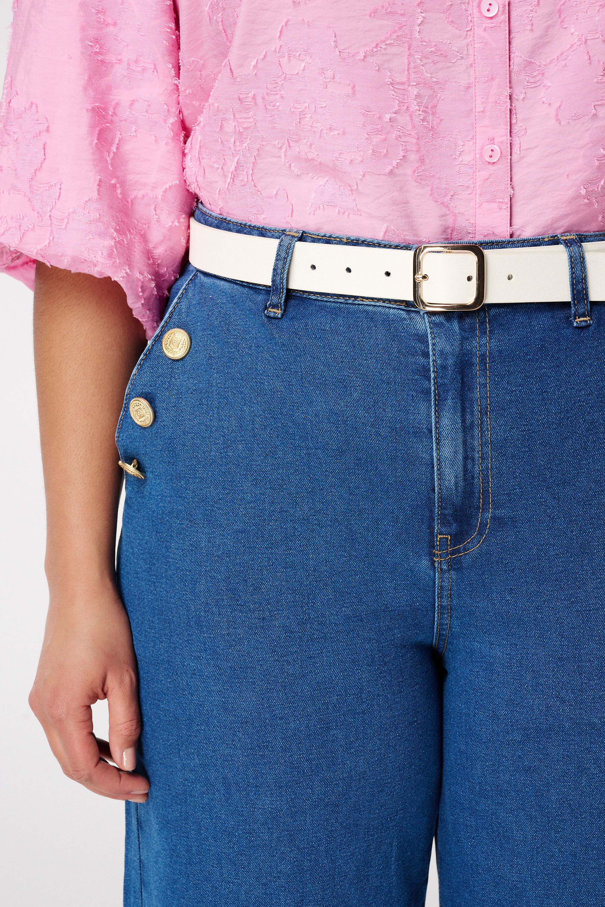 Imitatieleren riem met gouden gesp image number 2