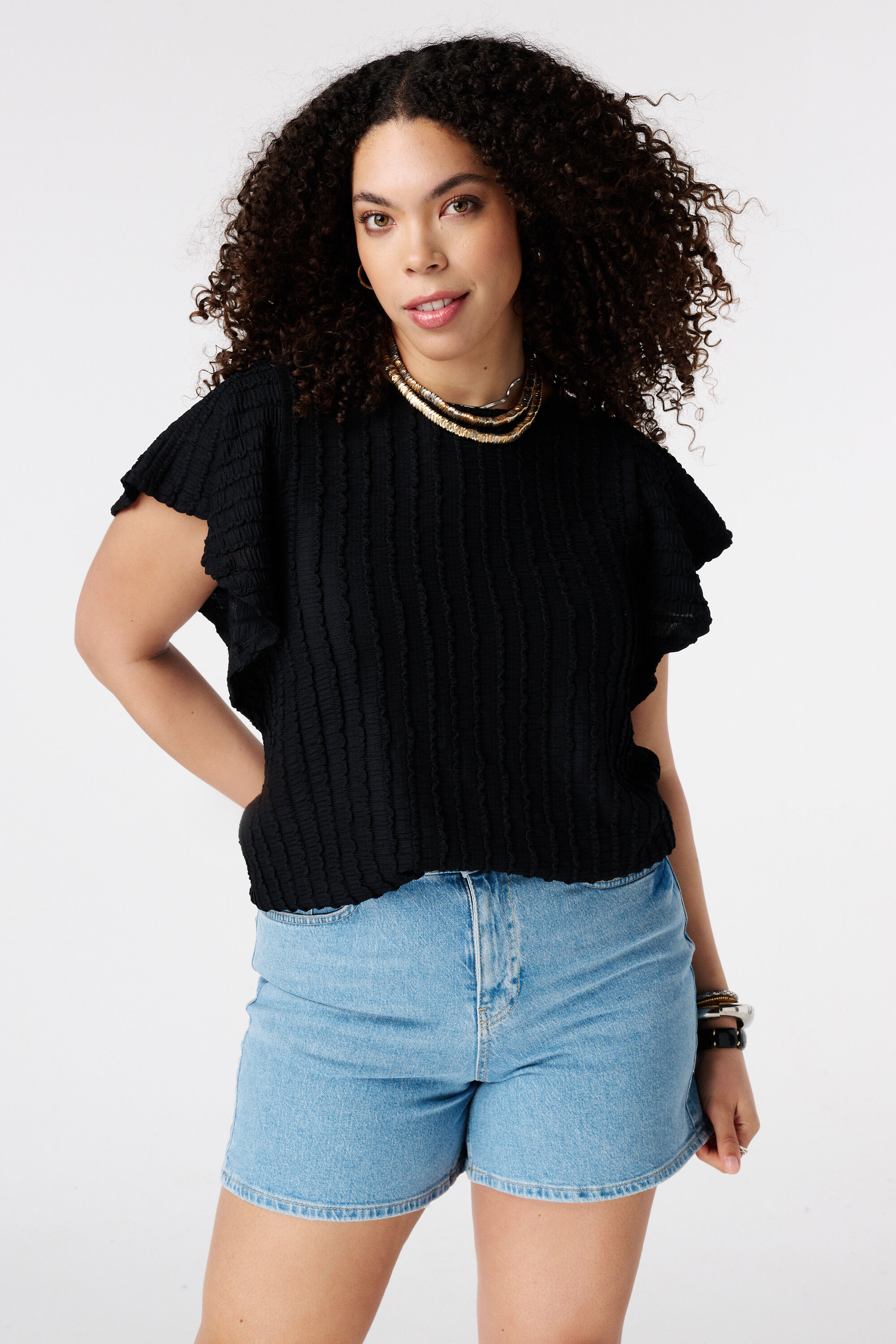 Top met vlindermouwen