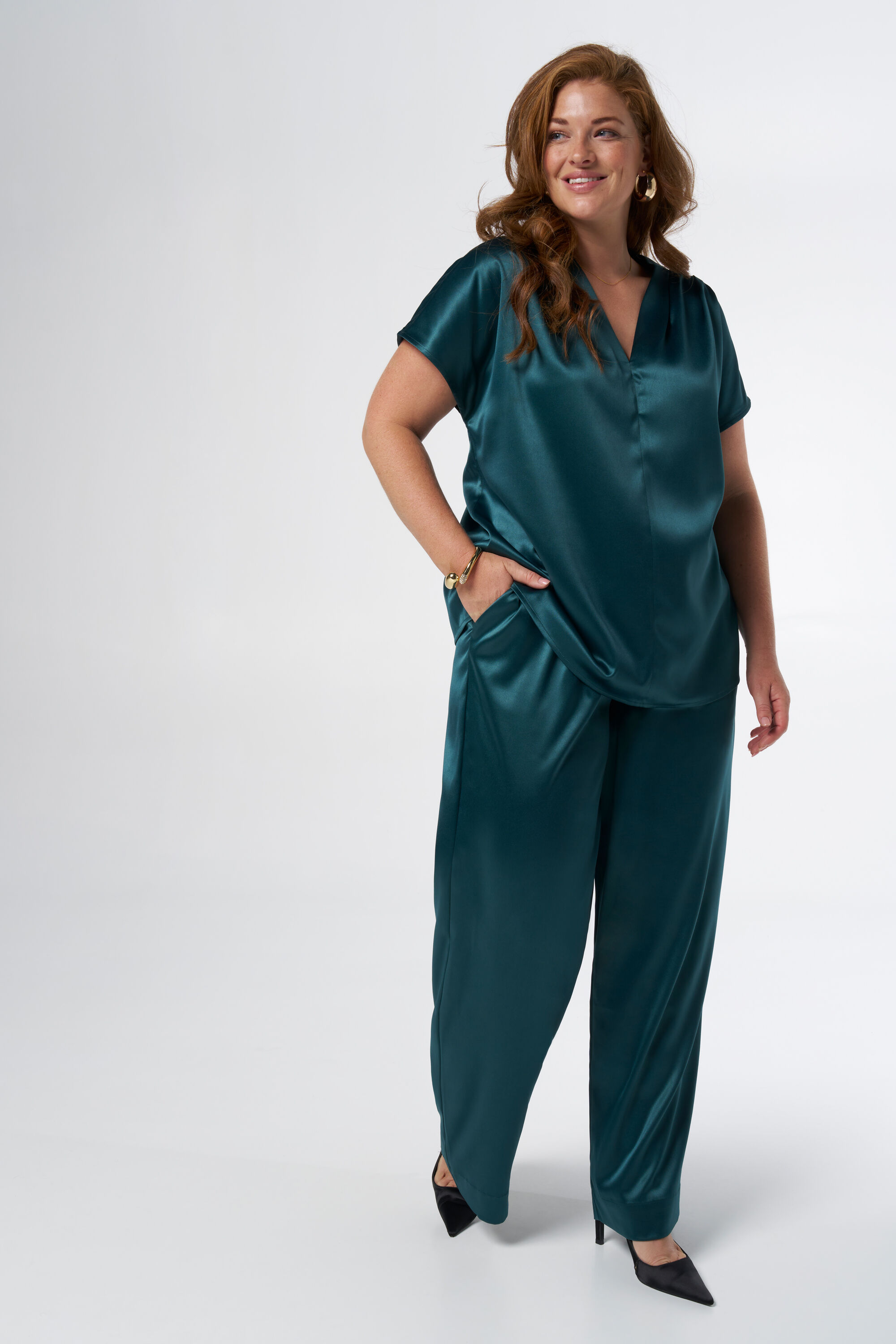 Blouse met satijnen look image number 5