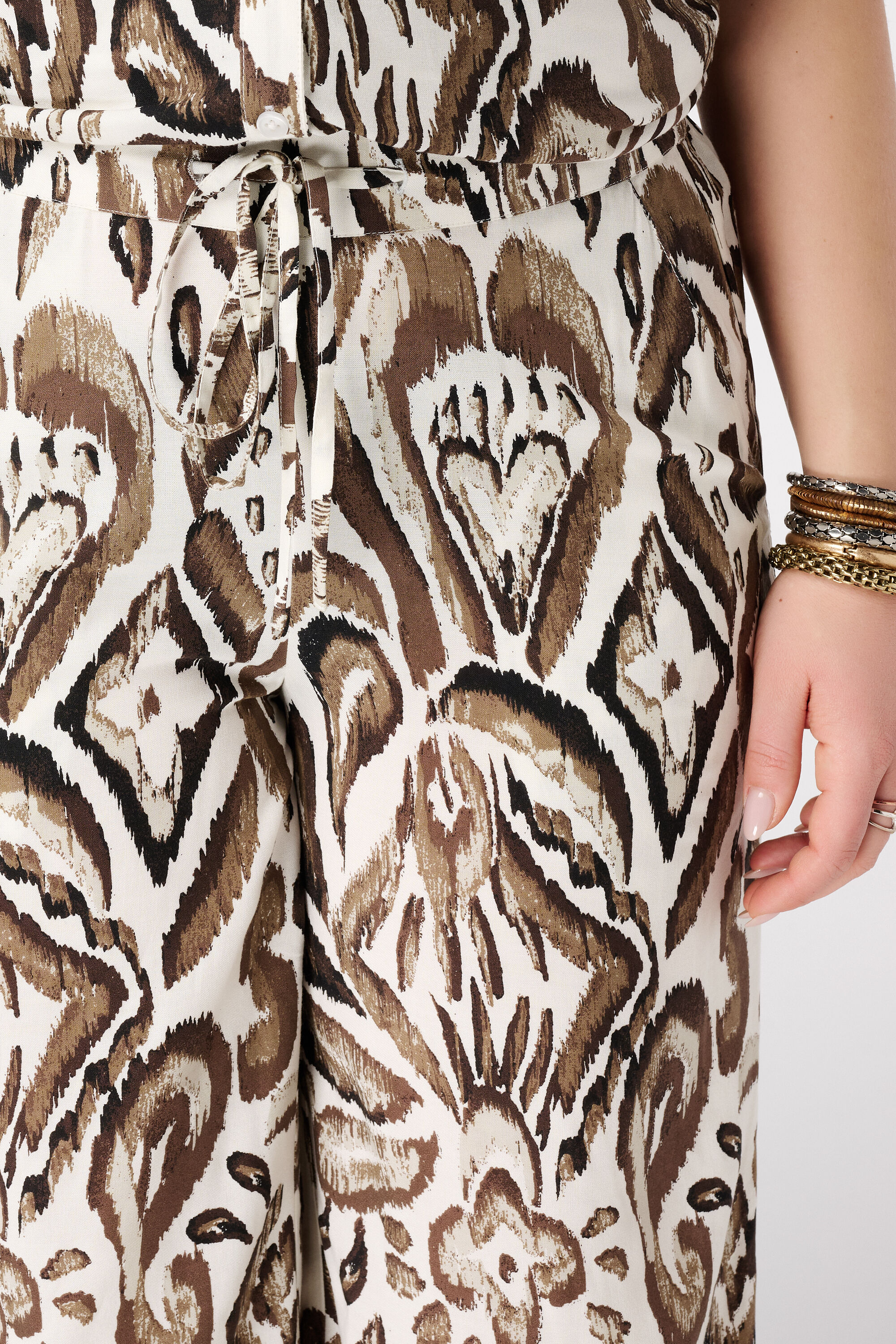 Wide leg broek met print image number 4