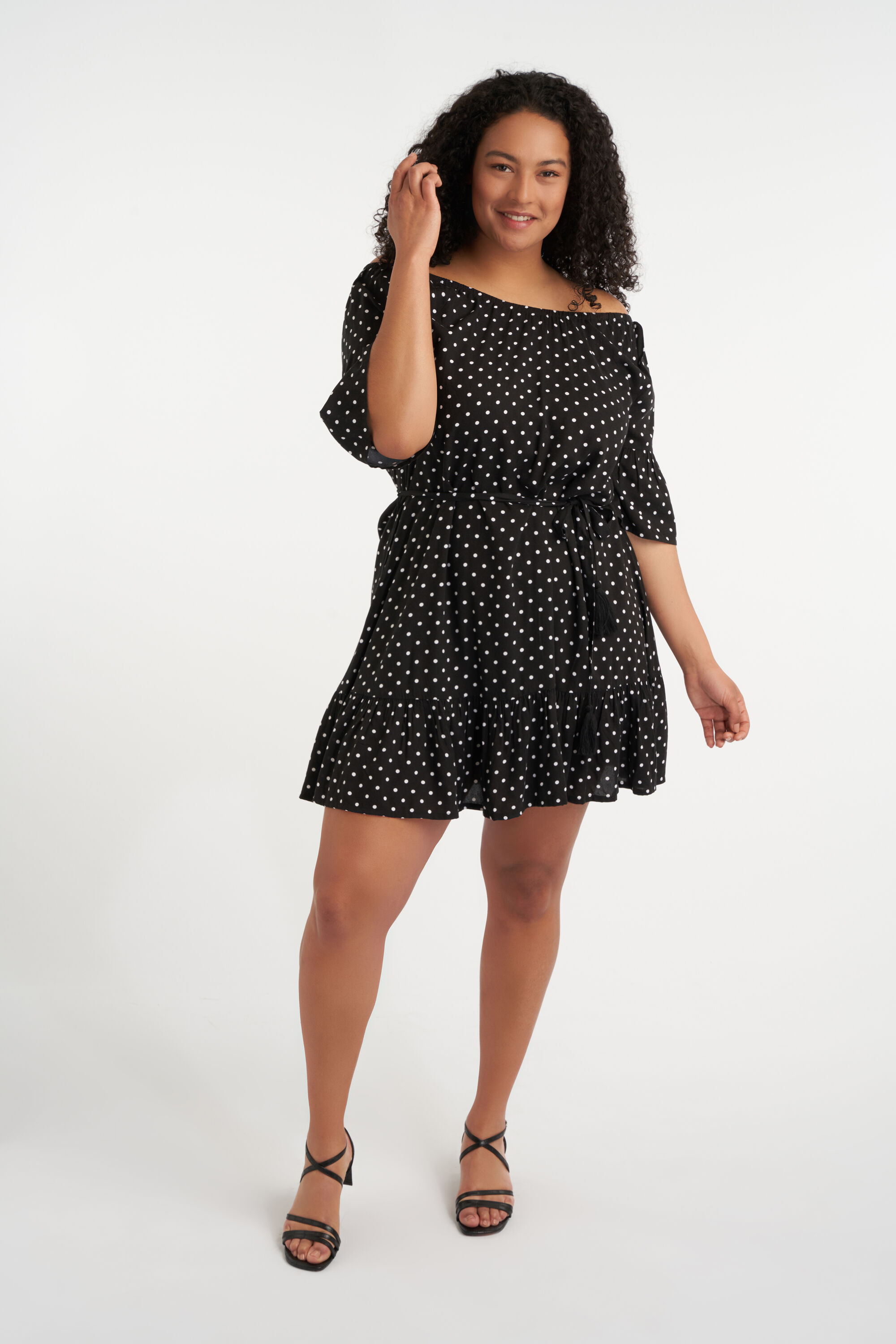 Off shoulder jurk met print image number 5