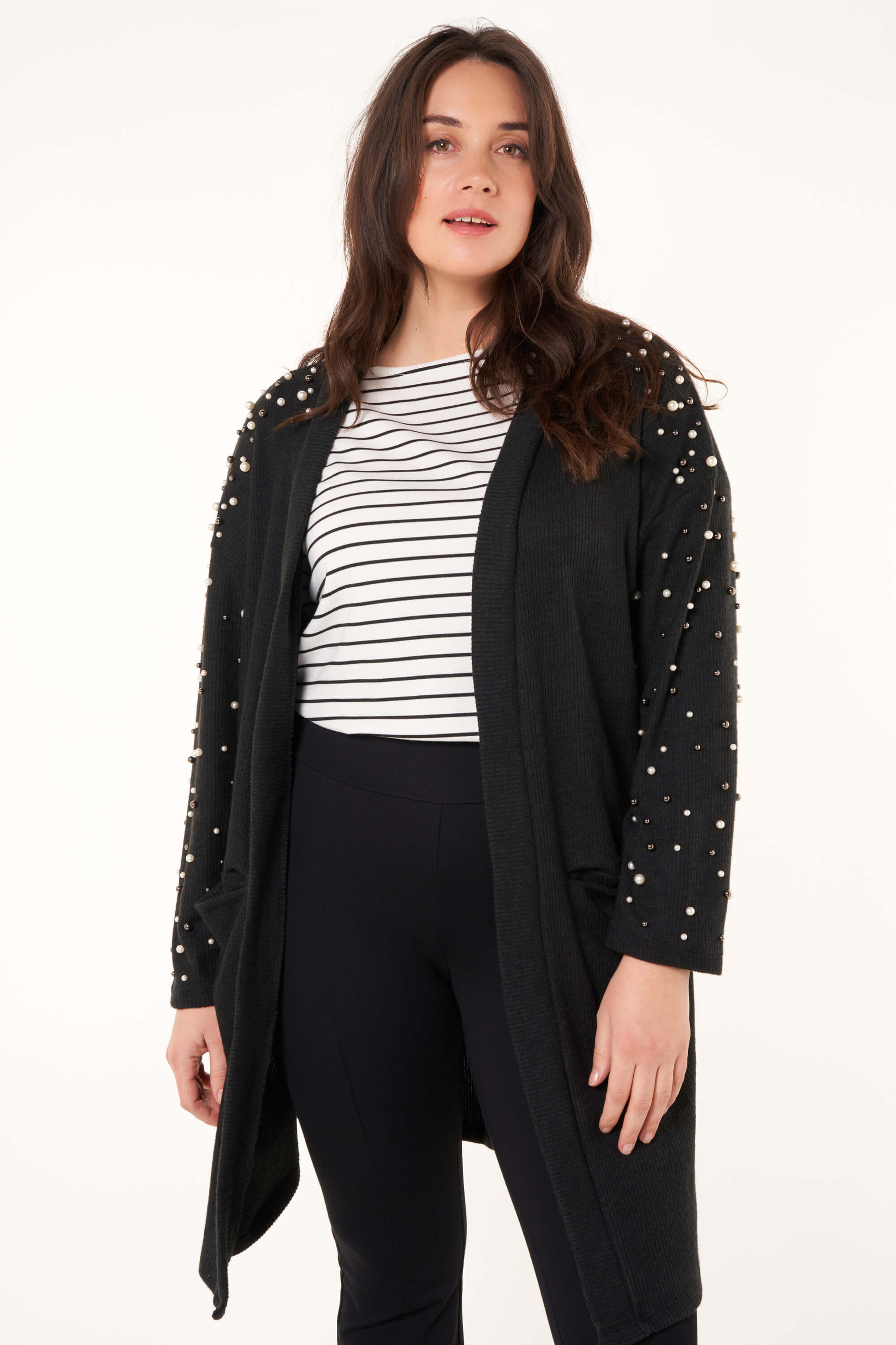 Openvallend vest met parels image number 5