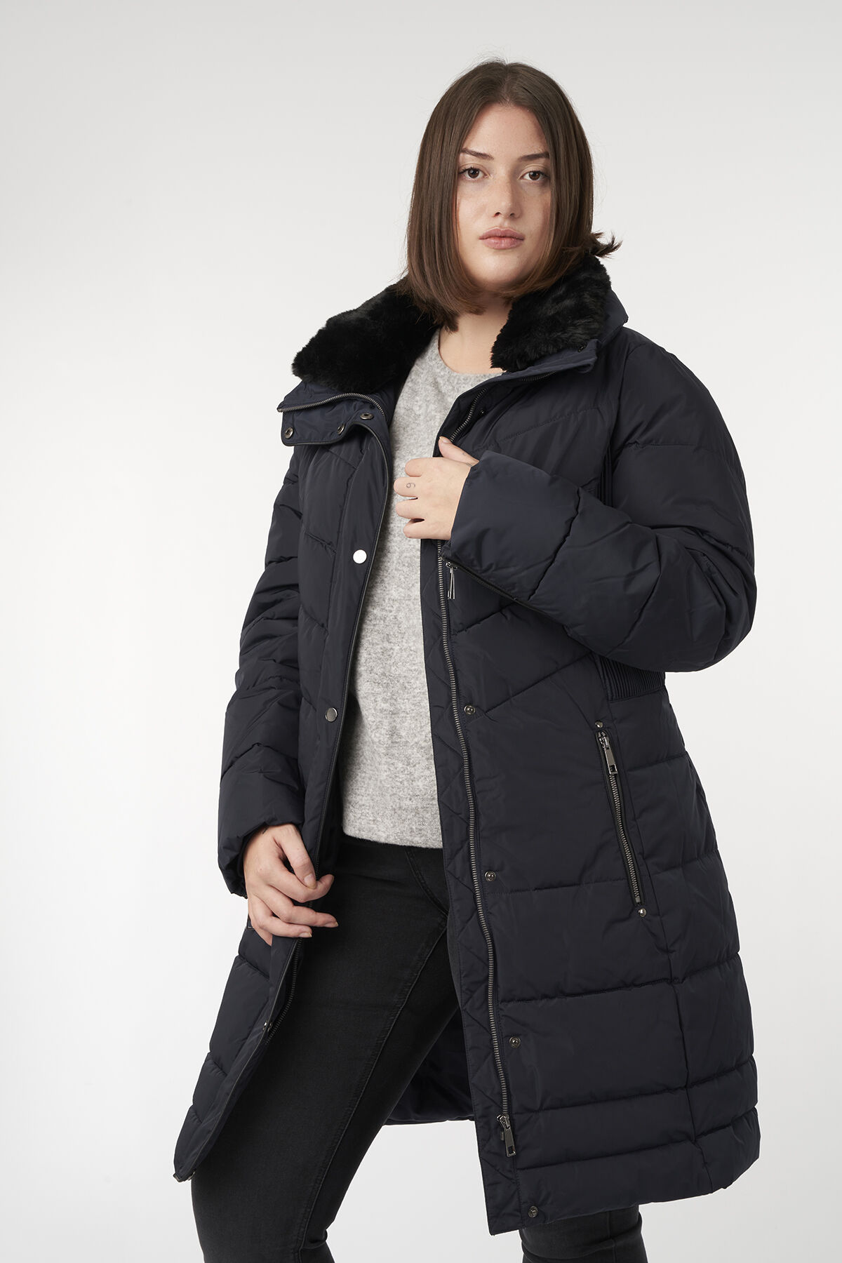 Lange gewatteerde jas image number 4