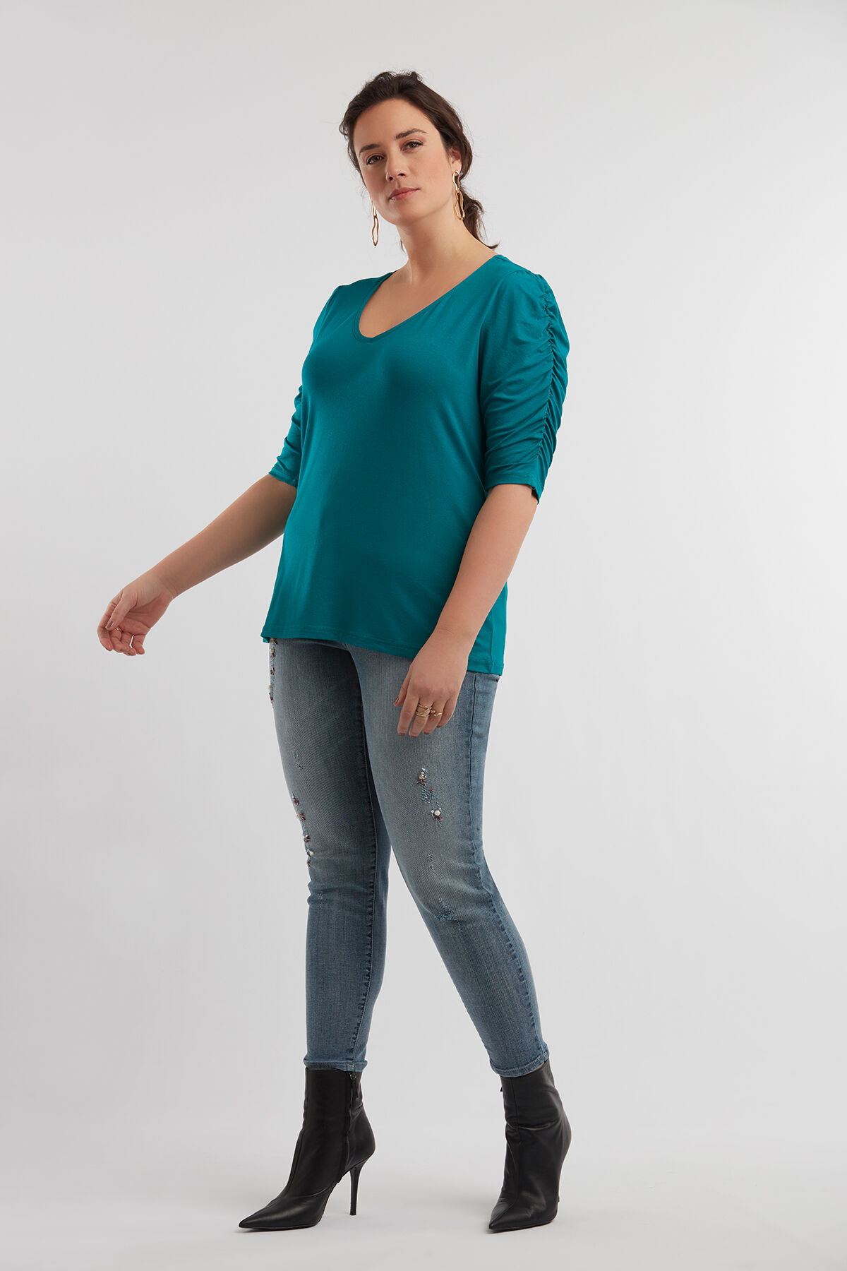 T-shirt met gerimpelde mouwen image number 3