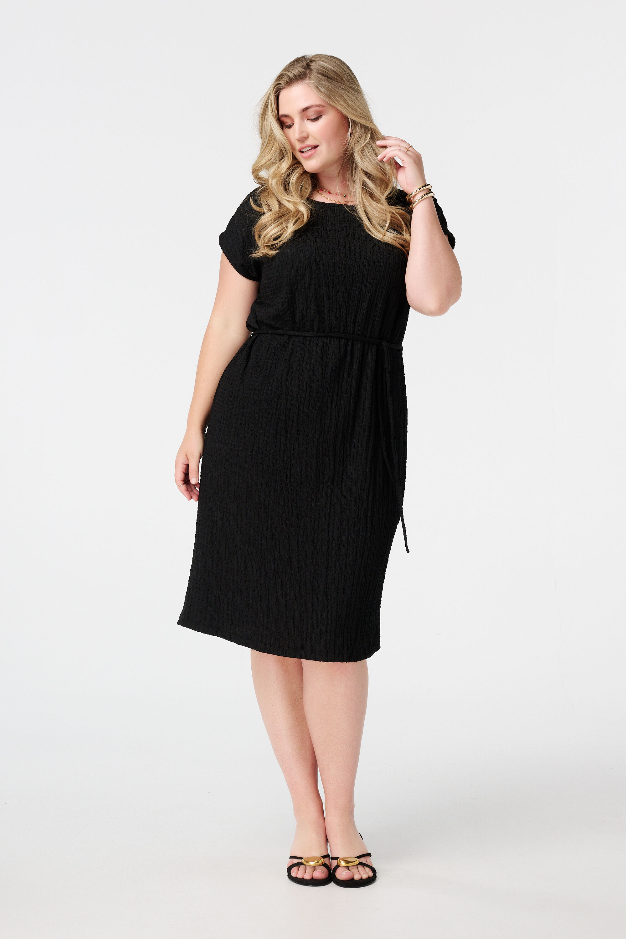 Midi jurk met strikkoord image number 5