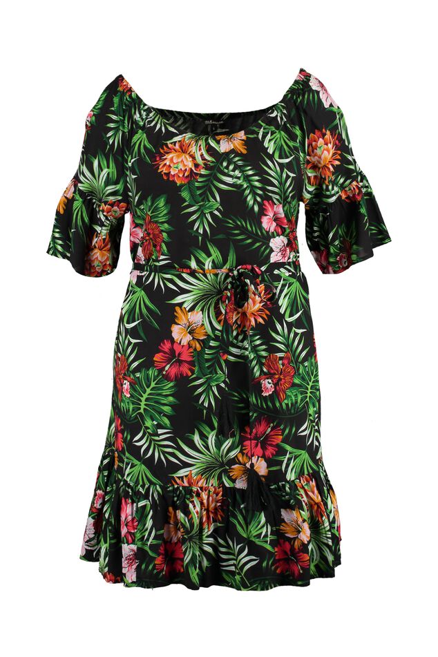 Off shoulder jurk met print image number 1