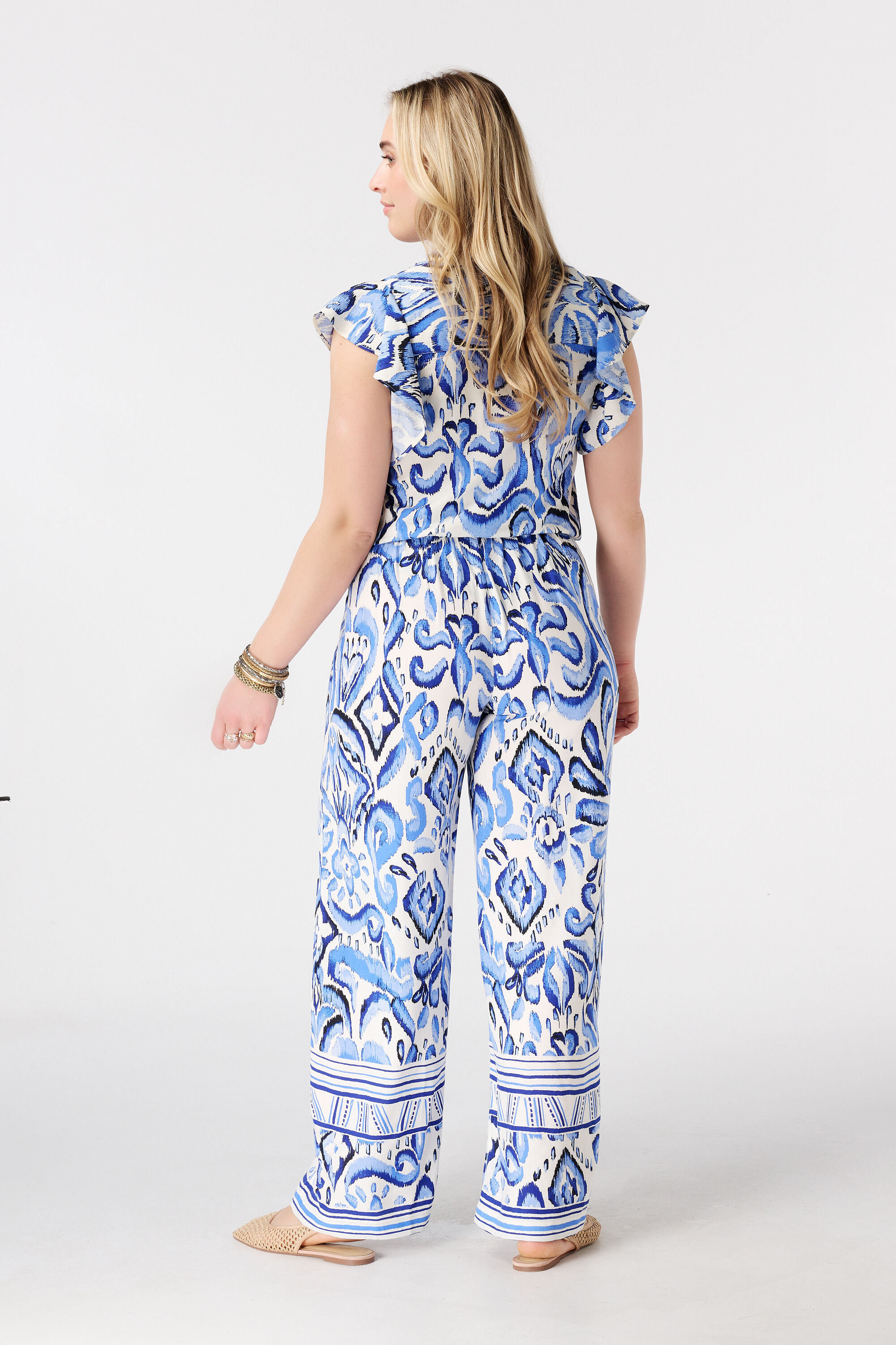 Wide leg broek met print image number 3