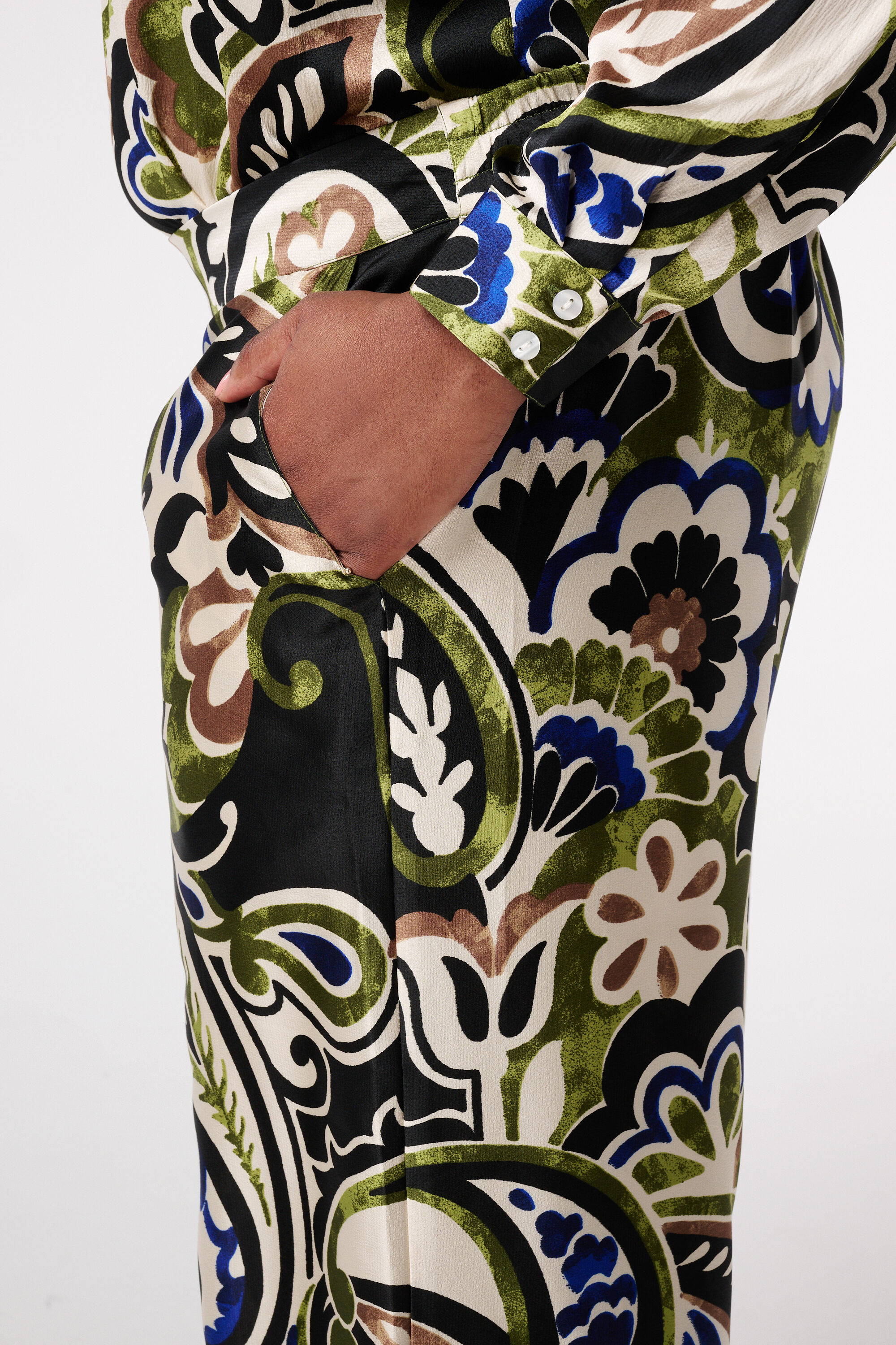 Dames Broek met print Multi Lime groen | MS Mode