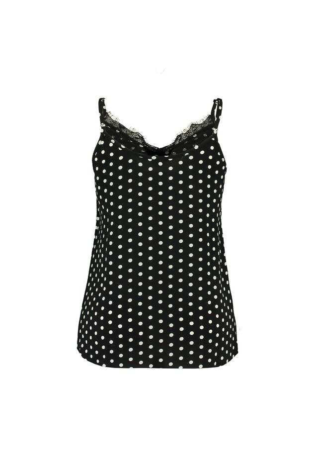 Mouwloze top met stippenprint image number 1