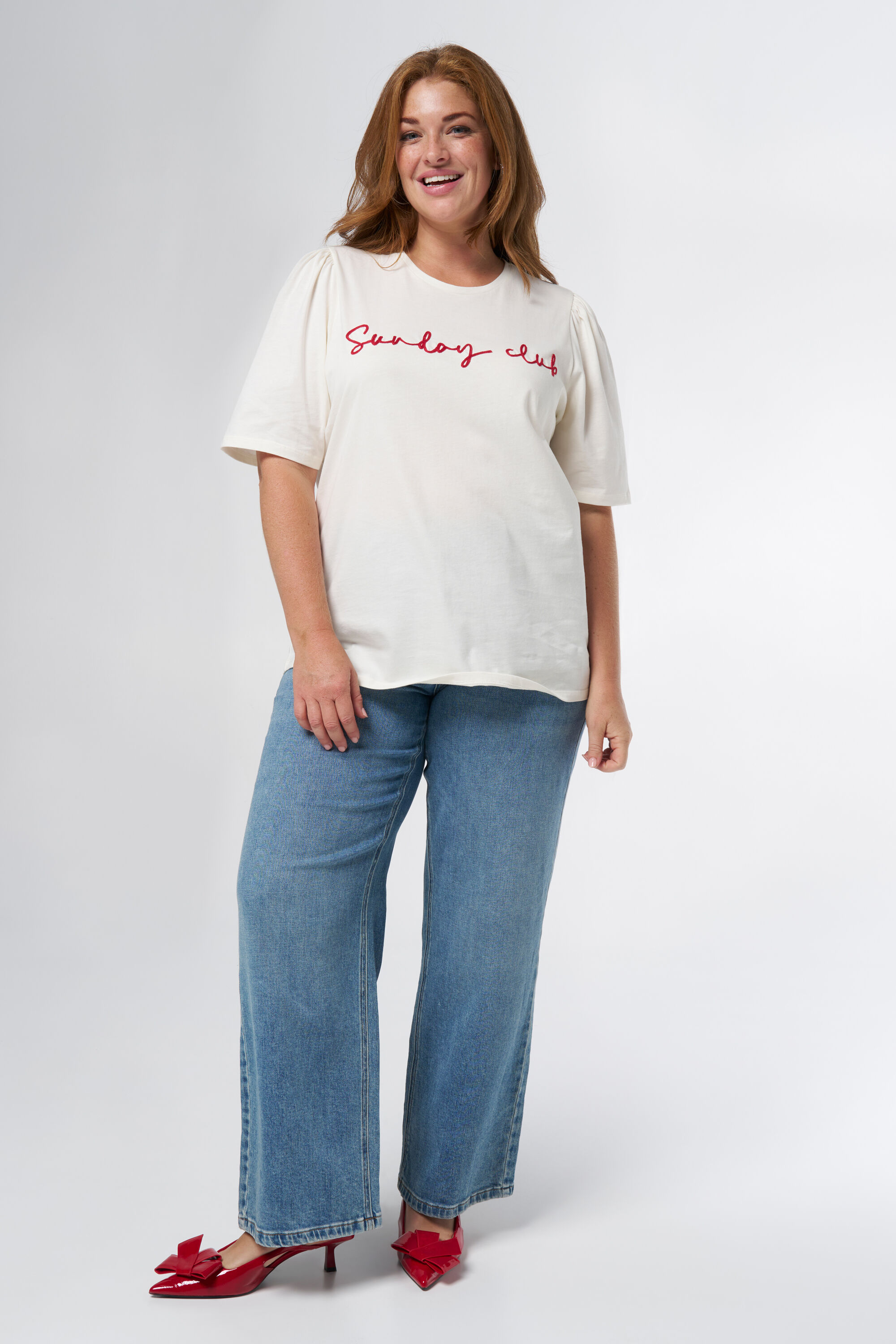 T-shirt met geborduurde tekst image number 5