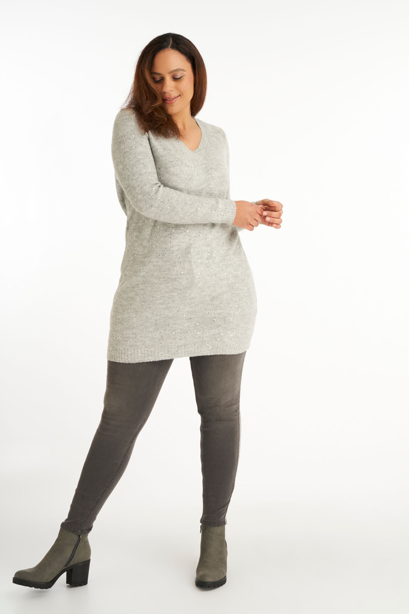 Lange trui met pailletten image number 5