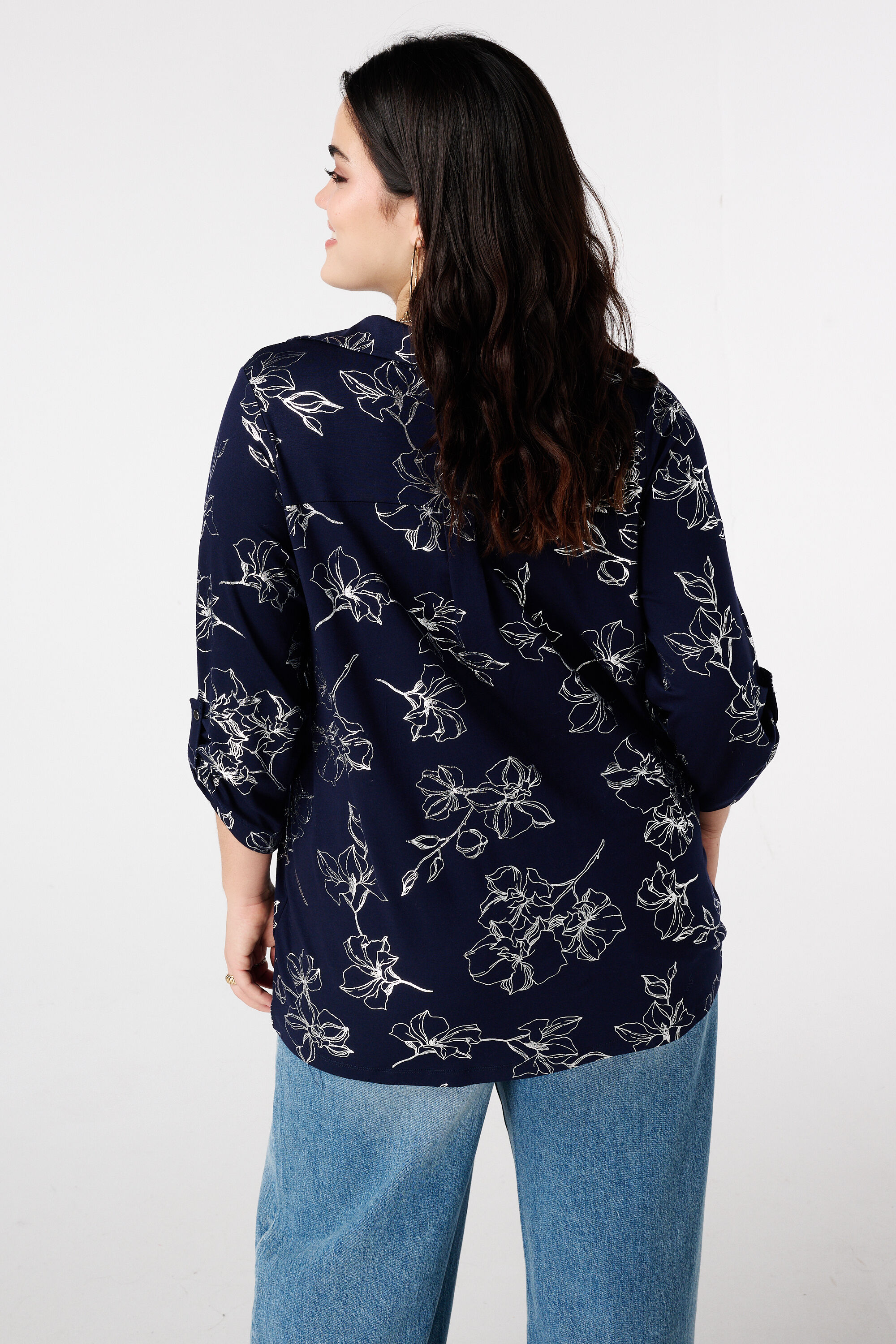 Top met stretch en foil print image number 3