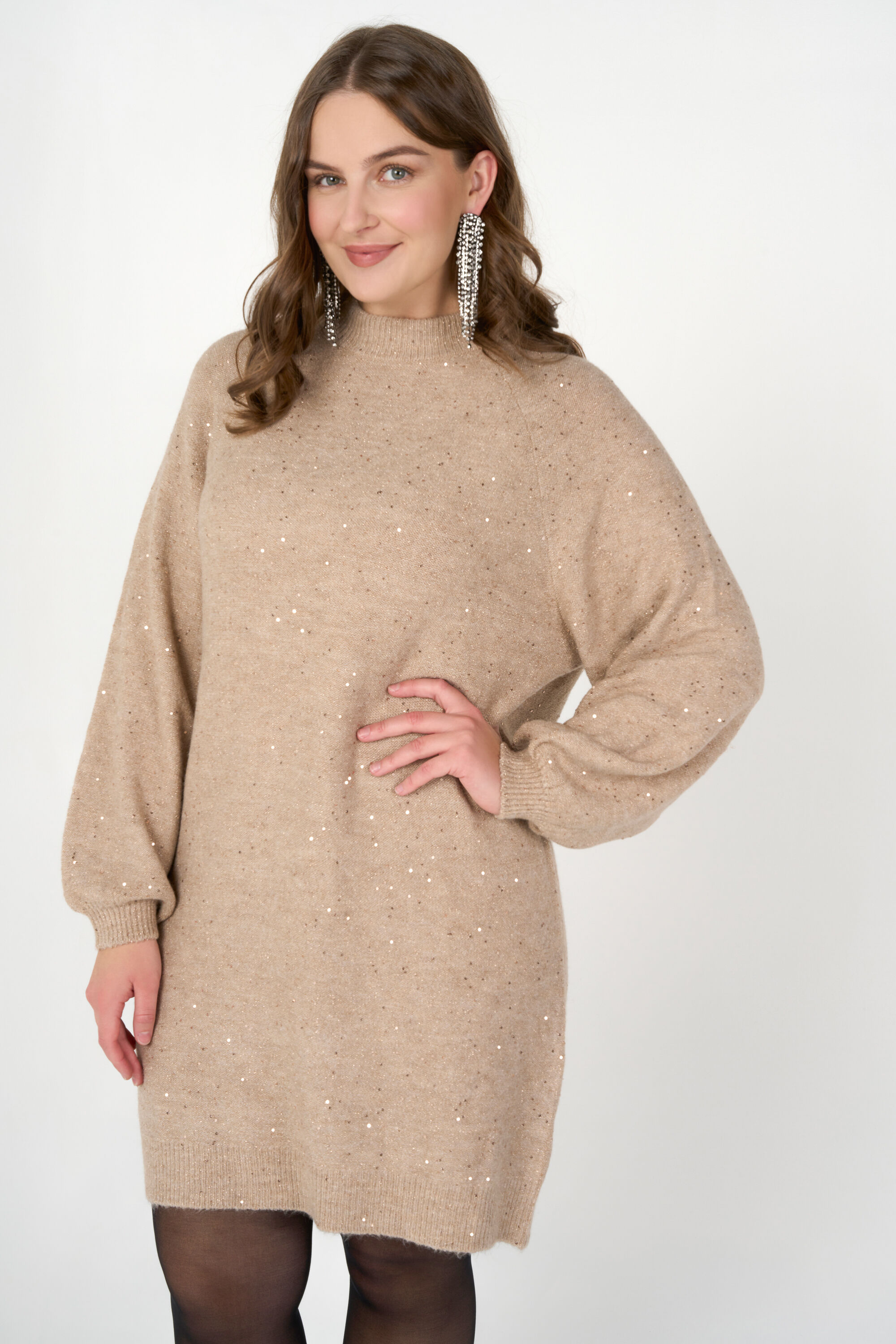 Gebreide jurk met glinsterende details image number 5