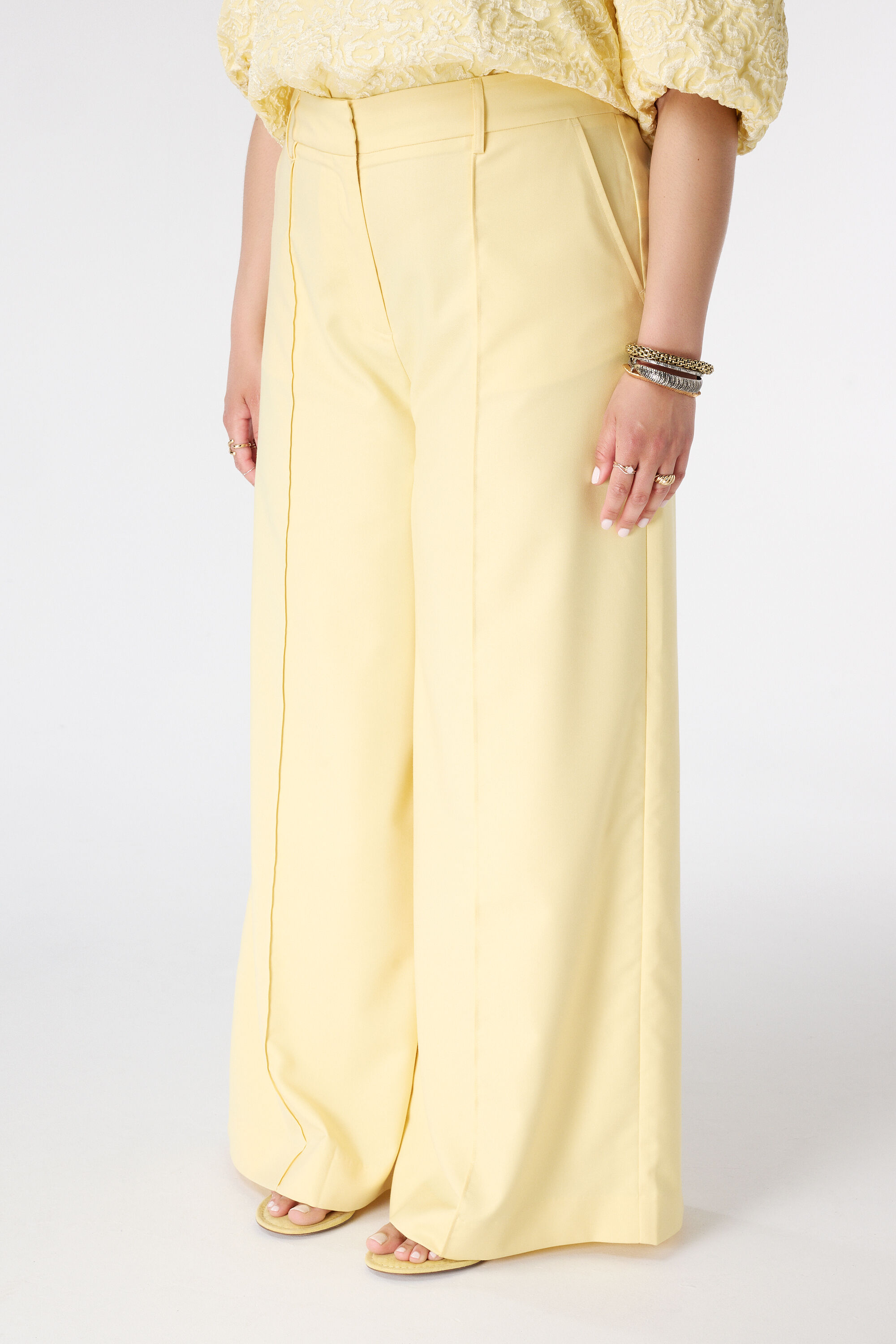 Wide leg pantalon met siernaden image number 5