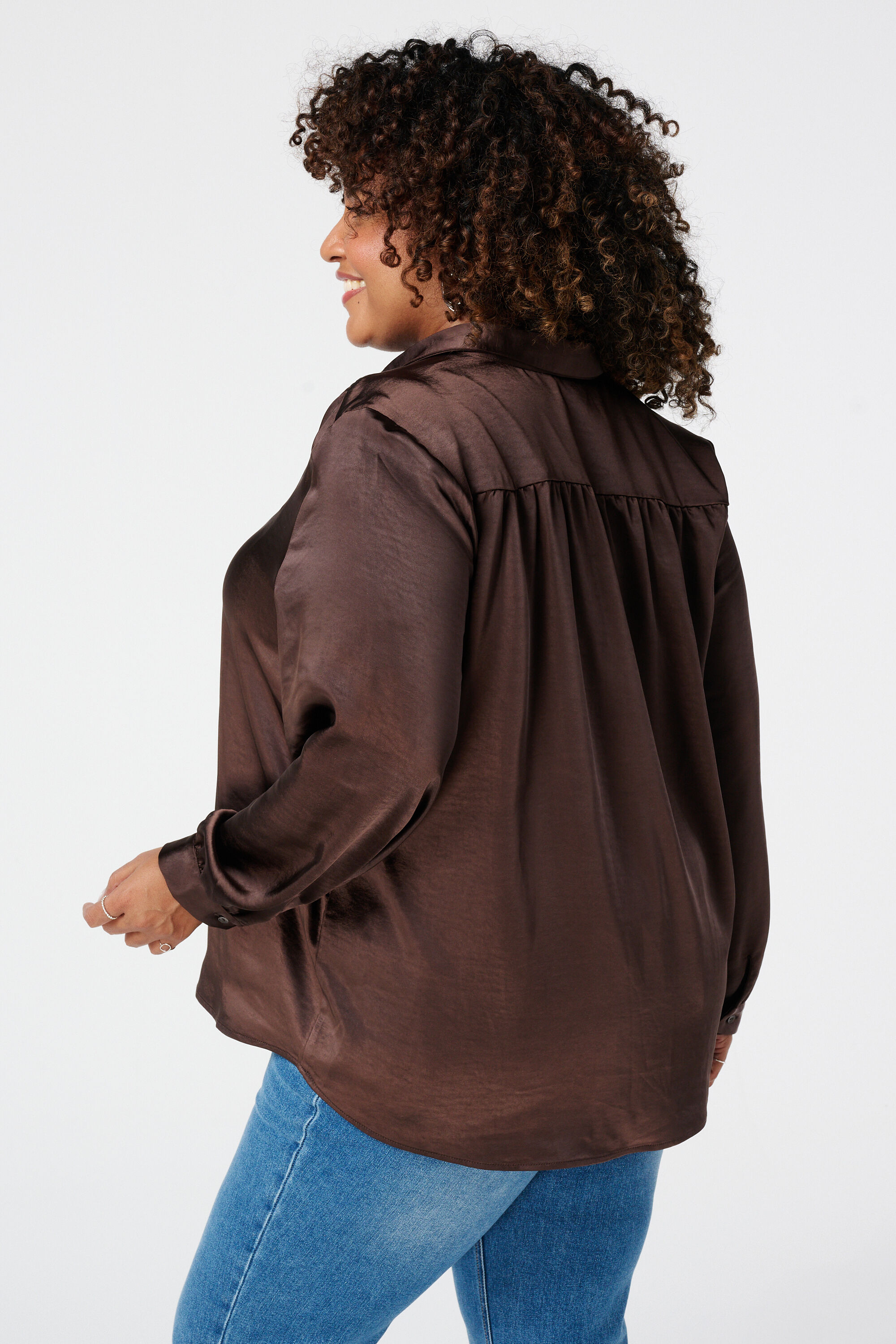 Ruimvallende blouse met satijn image number 3