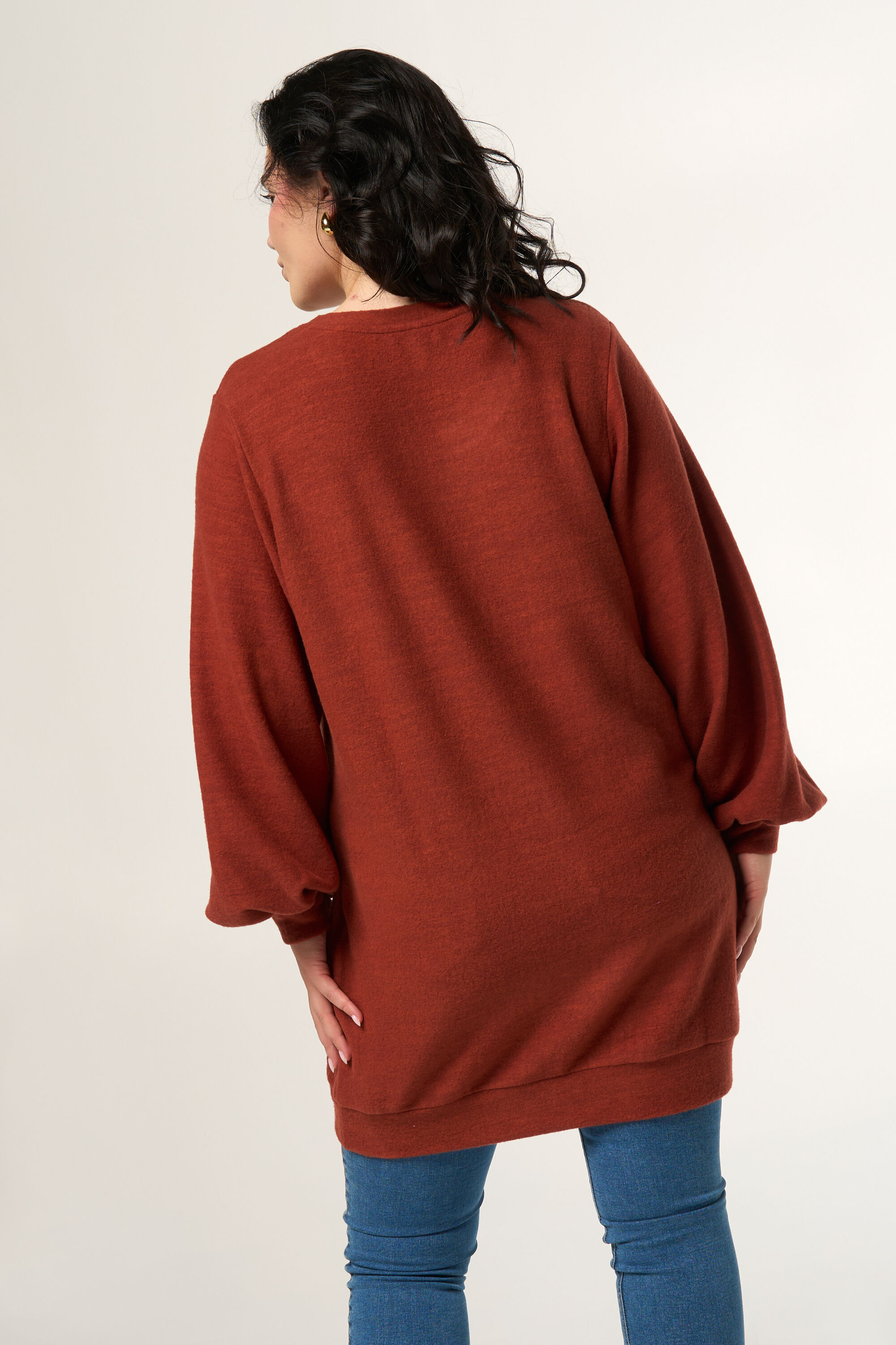 Lange trui met ballonmouwen image number 3