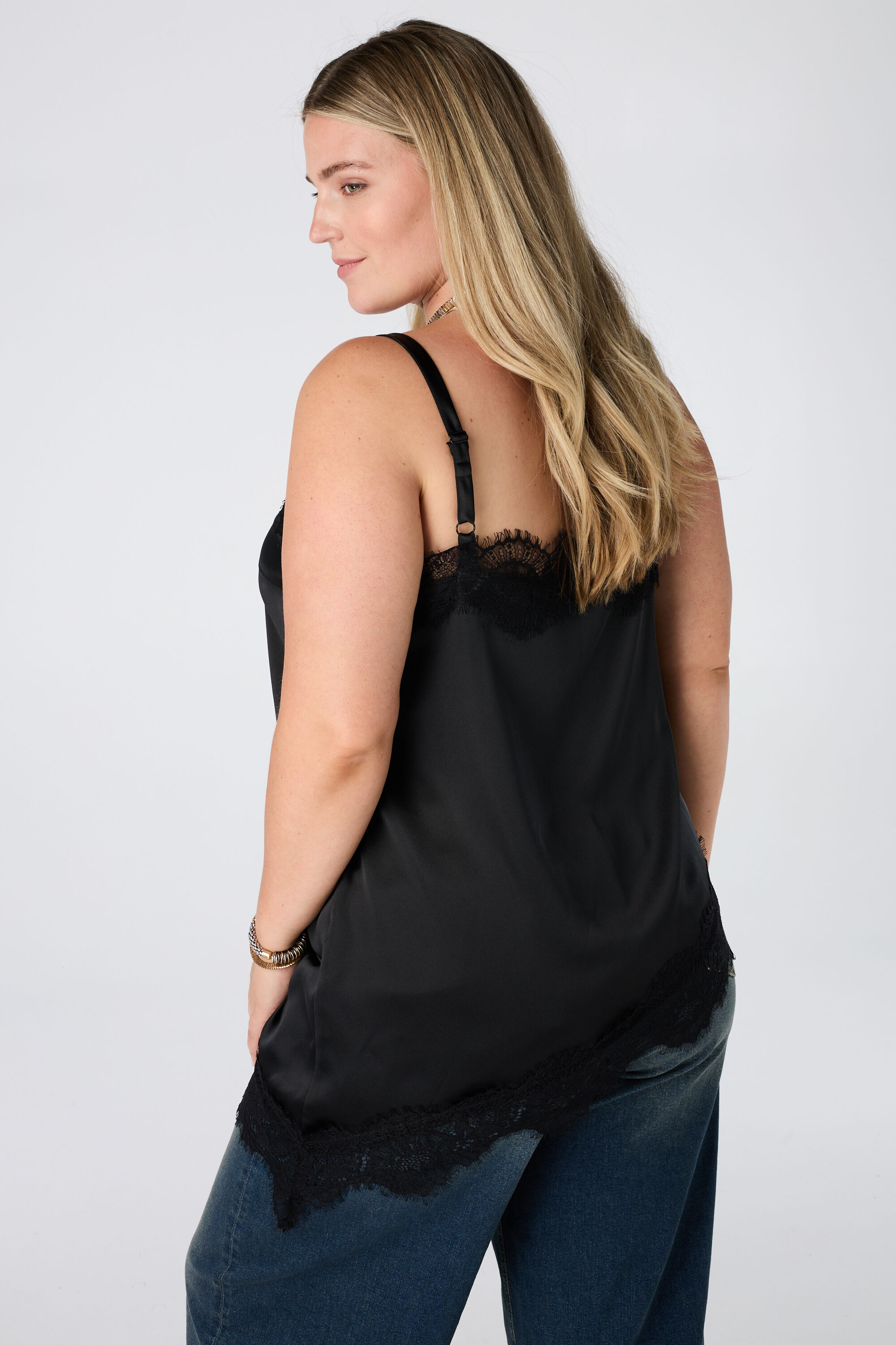 A-symmetrische blouse met kant image number 1