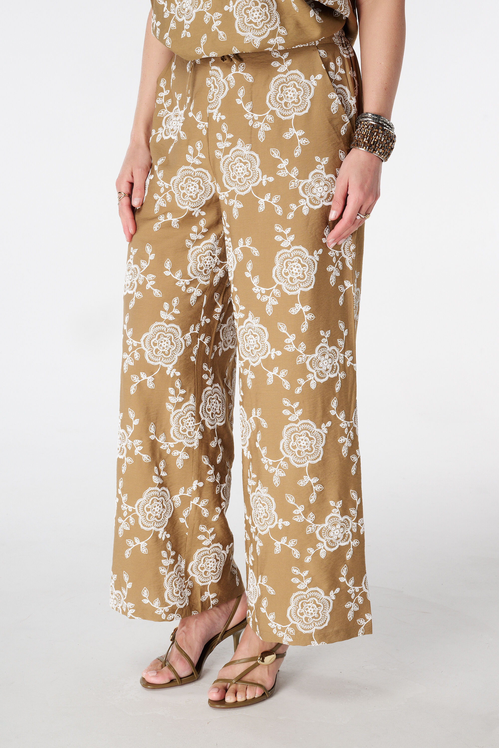 Wide leg broek met print image number 5