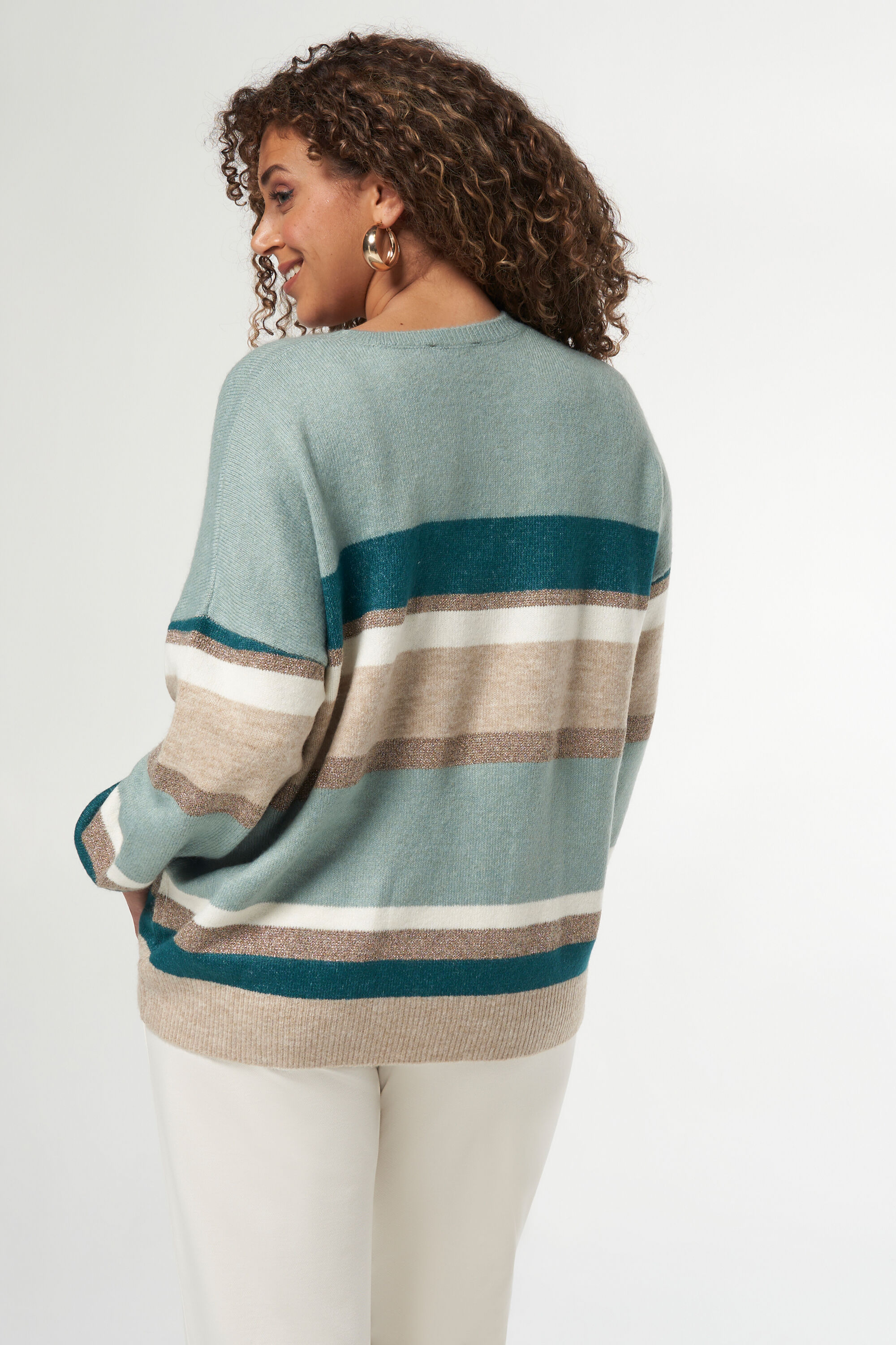 Gestreepte trui met glitter image number 3