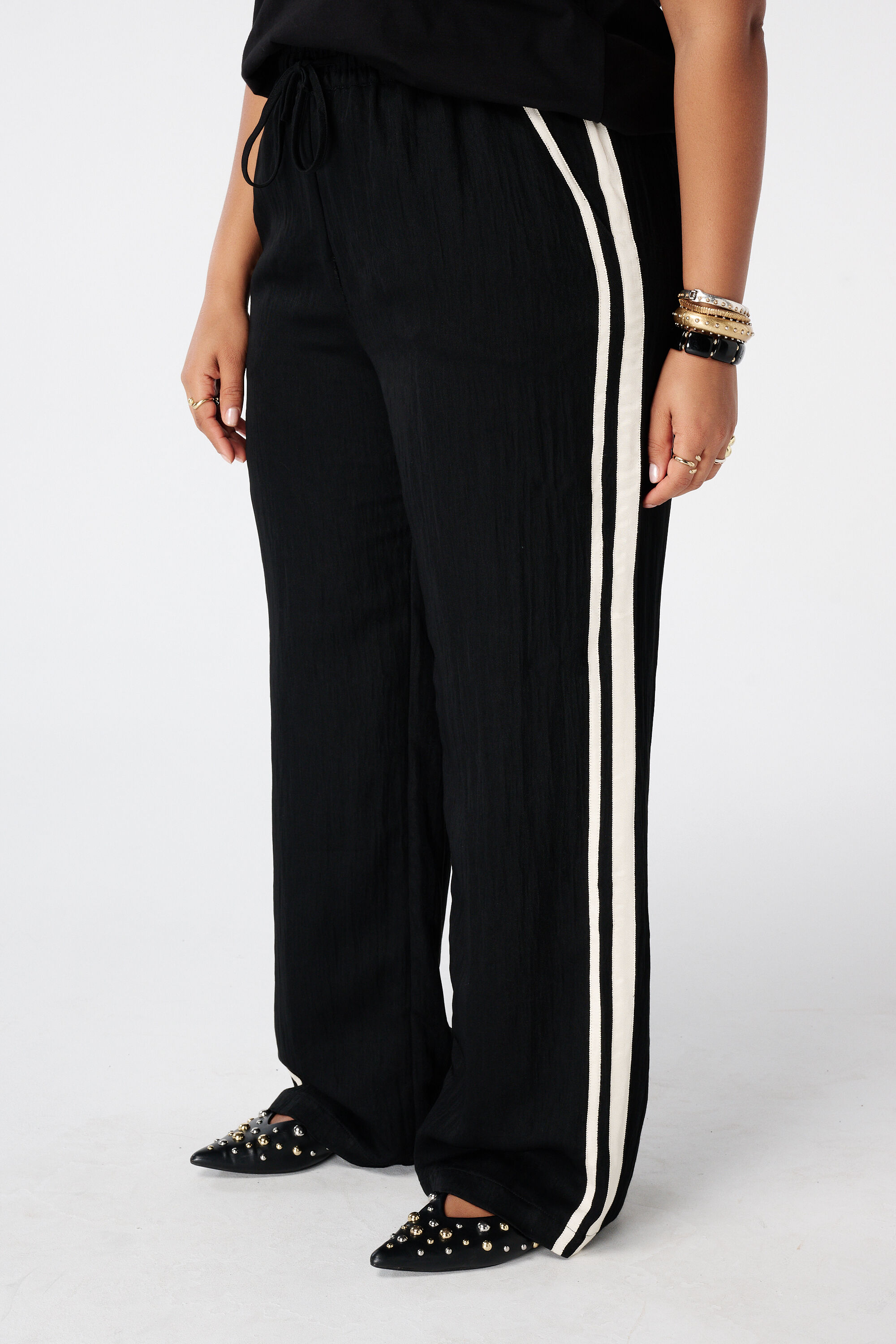 Linnen broek met zijstreep image number 5