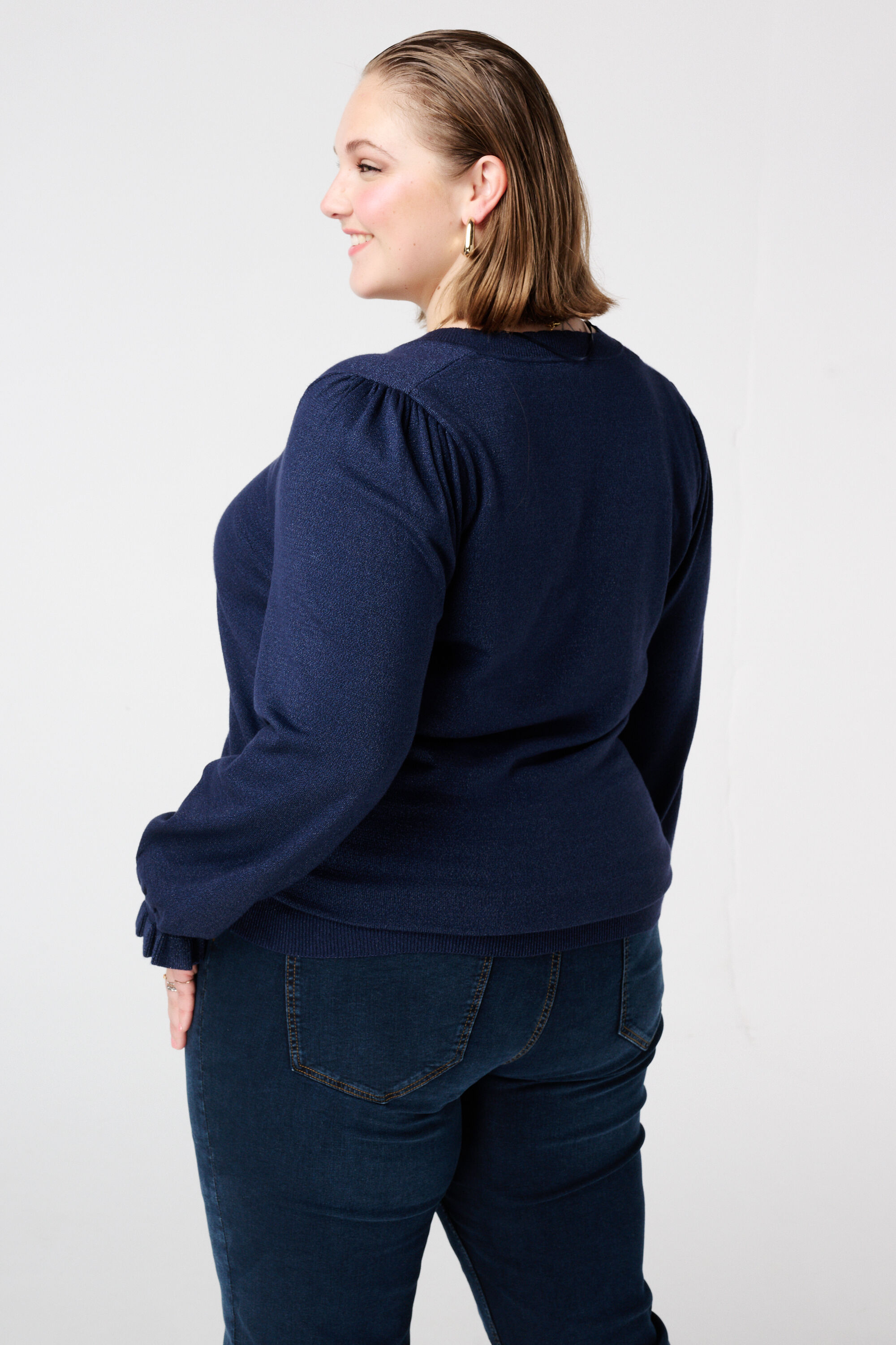 Lurex trui met ruffle mouw image number 3