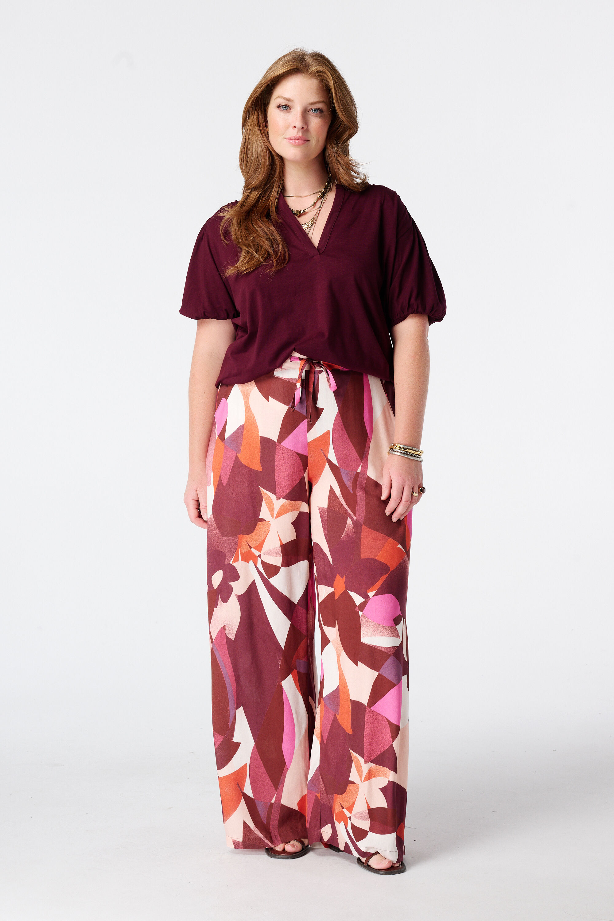 Wide leg broek met print