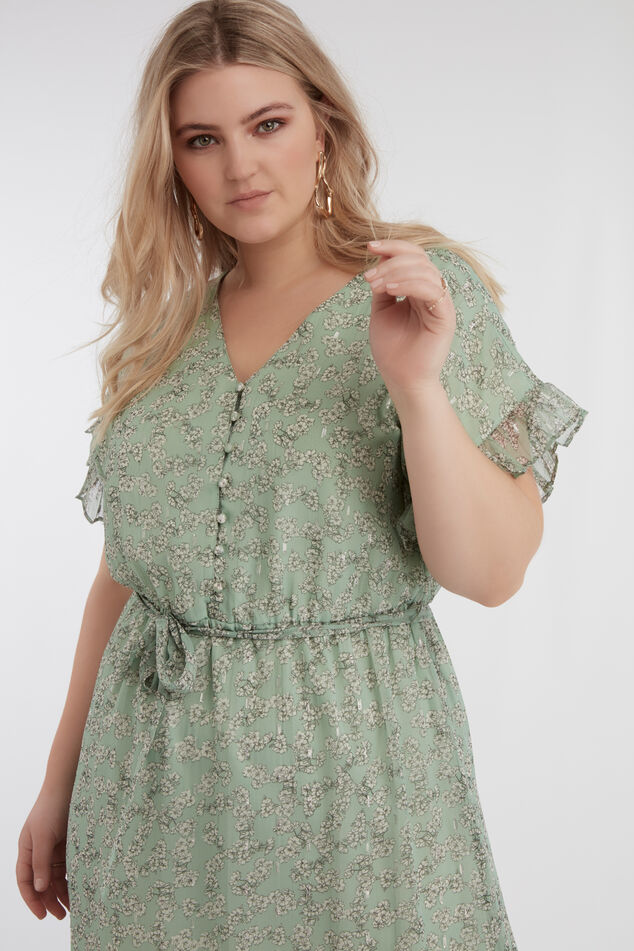 Jurk met bloemen print en volants image number 4